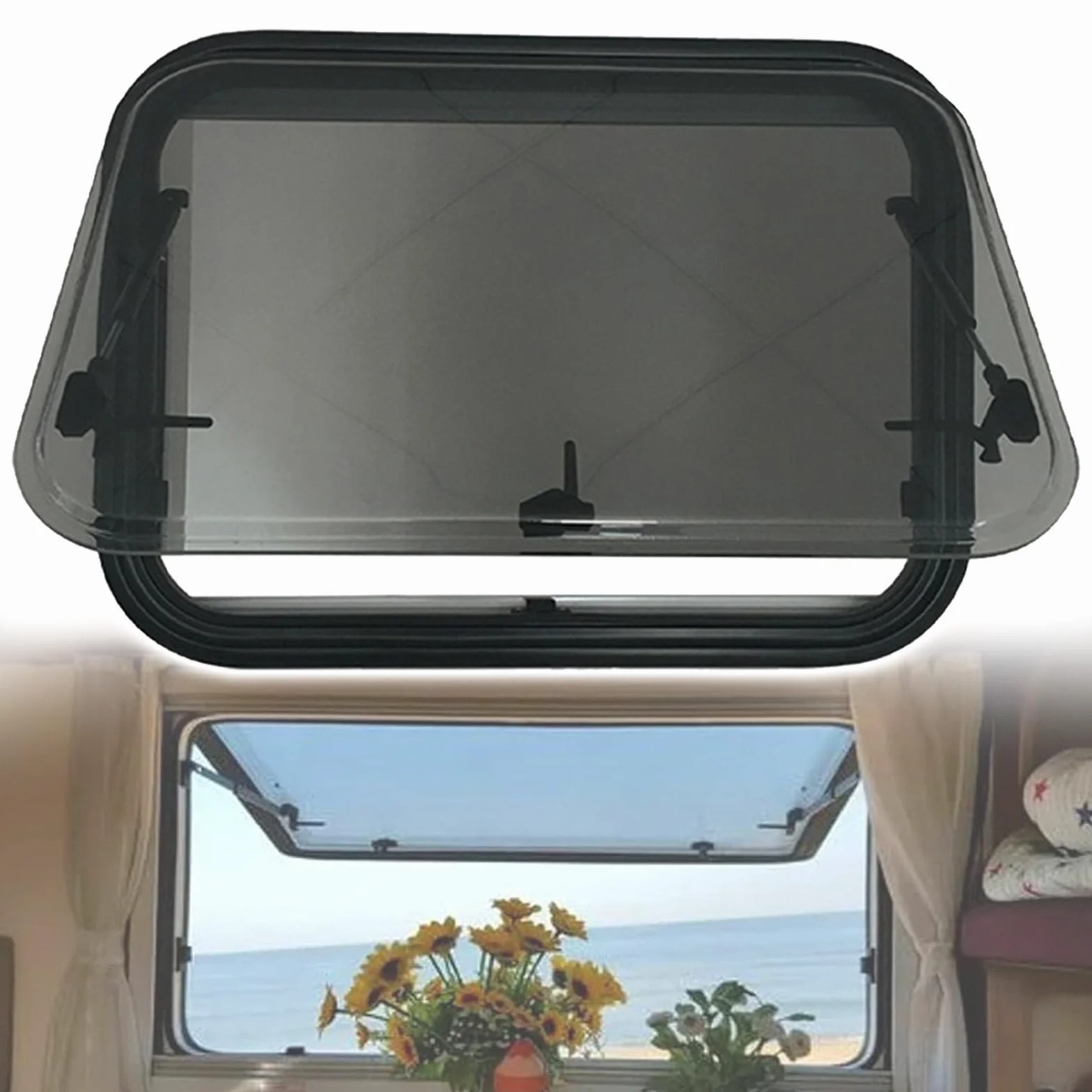 Okno RV do przyczepy kempingowej Van Camper, okno przyczepy o dużej wytrzymałości z zawiasami, wypychane okno Wymiana okna RV,70x40cm