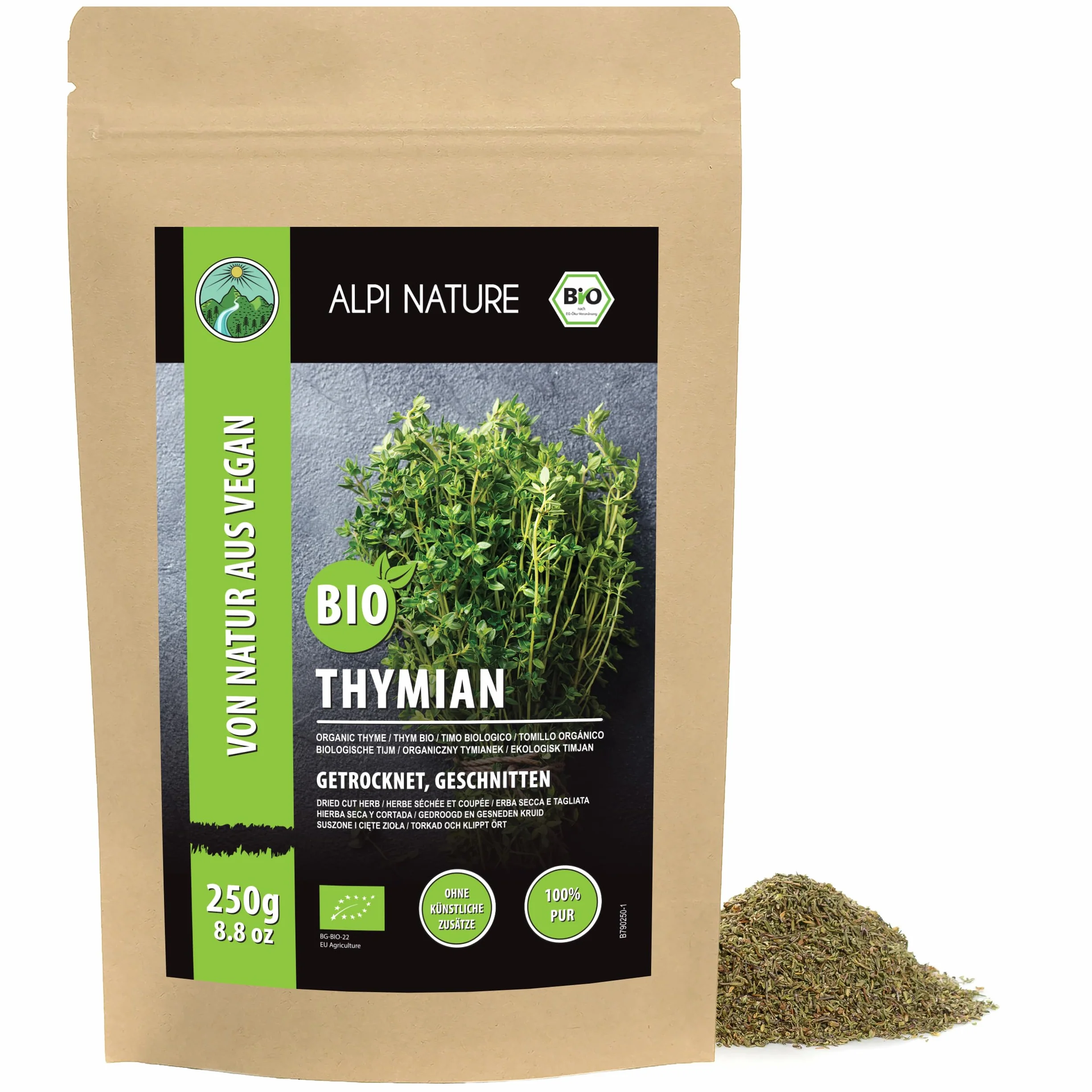 Alpi Nature Ekologiczny Suszony Tymianek 250g, Suszone i Rozcierane Ziele, Przyprawa Tymianek