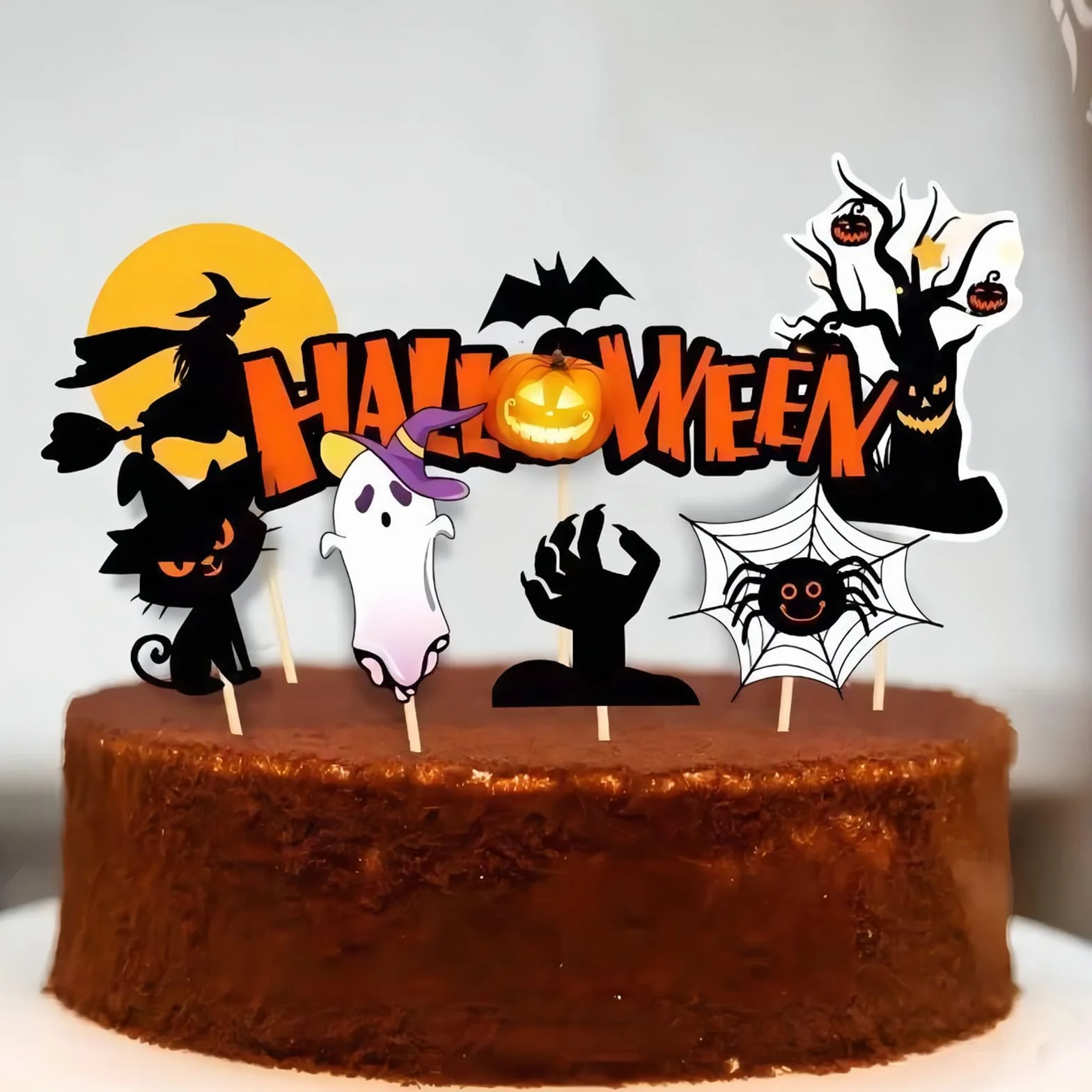 GoldRock Ozdoby na Halloween 14 sztuk - Dynia Kapelusz Czarownicy Nietoperz Nóż Nagrobny Dekoracja Imprezowa