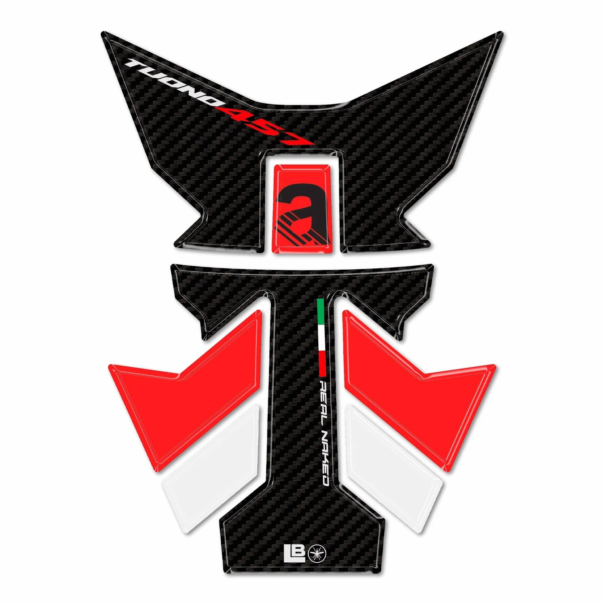 labelbike - Naklejka 3D Motocykl Zbiornik paliwa Ochrona i Dekoracja z żywicy kompatybilny z Aprilia Tuono 457 2025 Kolor biały