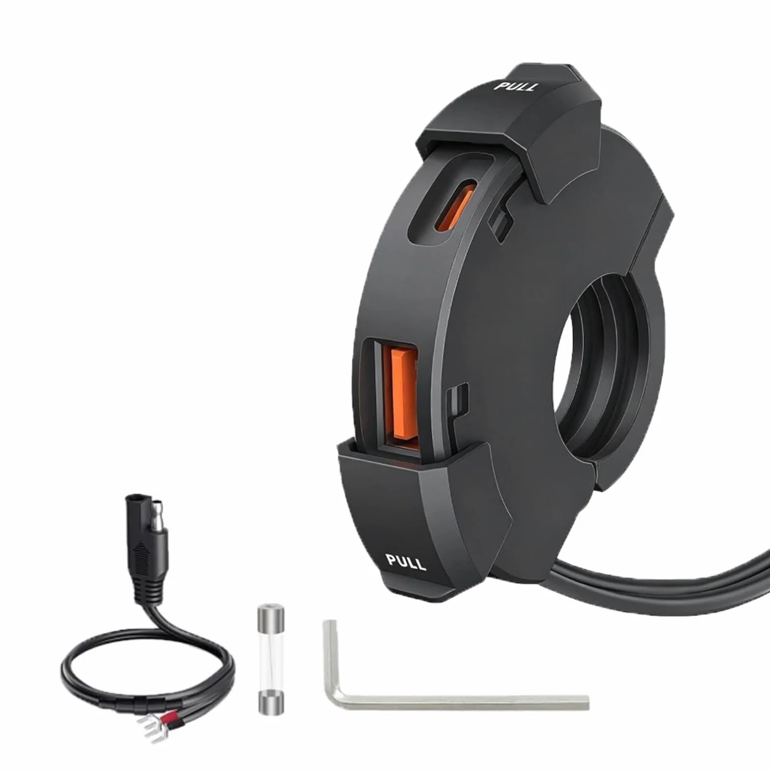 Motocyklowa ładowarka USB 48 W, 2 porty (QC3.0 18 W + PD3.0 30 W), IP65, gniazdo USB C 12-24 V – szybkie ładowanie w podróży i podczas przygód / na co dzień / na zewnątrz – kompatybilna z telefonami