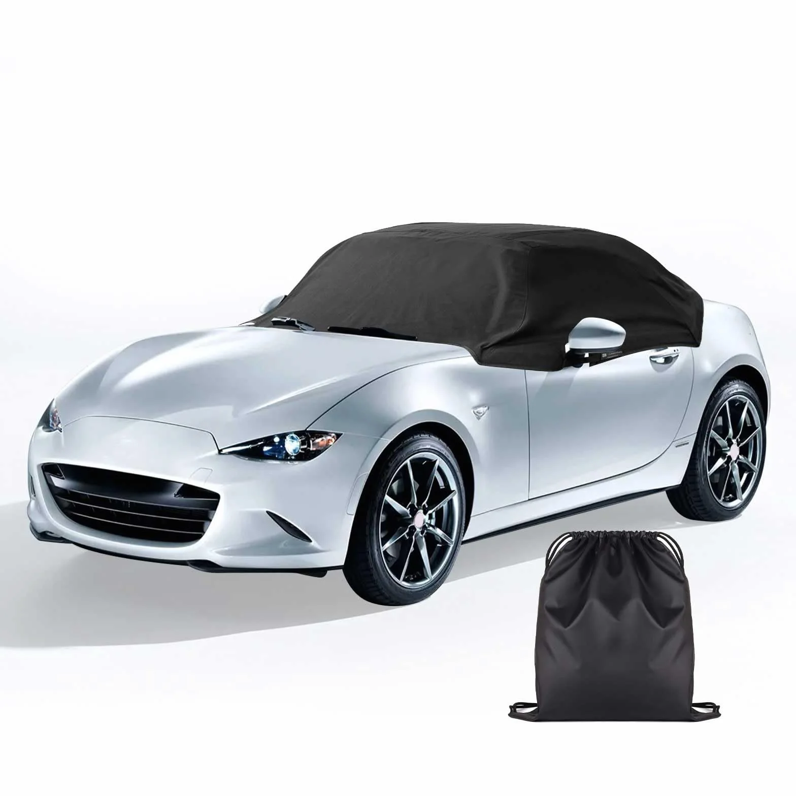 Półpokrowiec wodoodporny na połowę samochodu dla Mazda MX-5 (1989-2024), Ochraniacz dachu, tkanina Oxford 420D, dopasowany do pojazdu, Ochrona przed UV, Pokrowiec na samochód, MK1/MK2/MK2.5