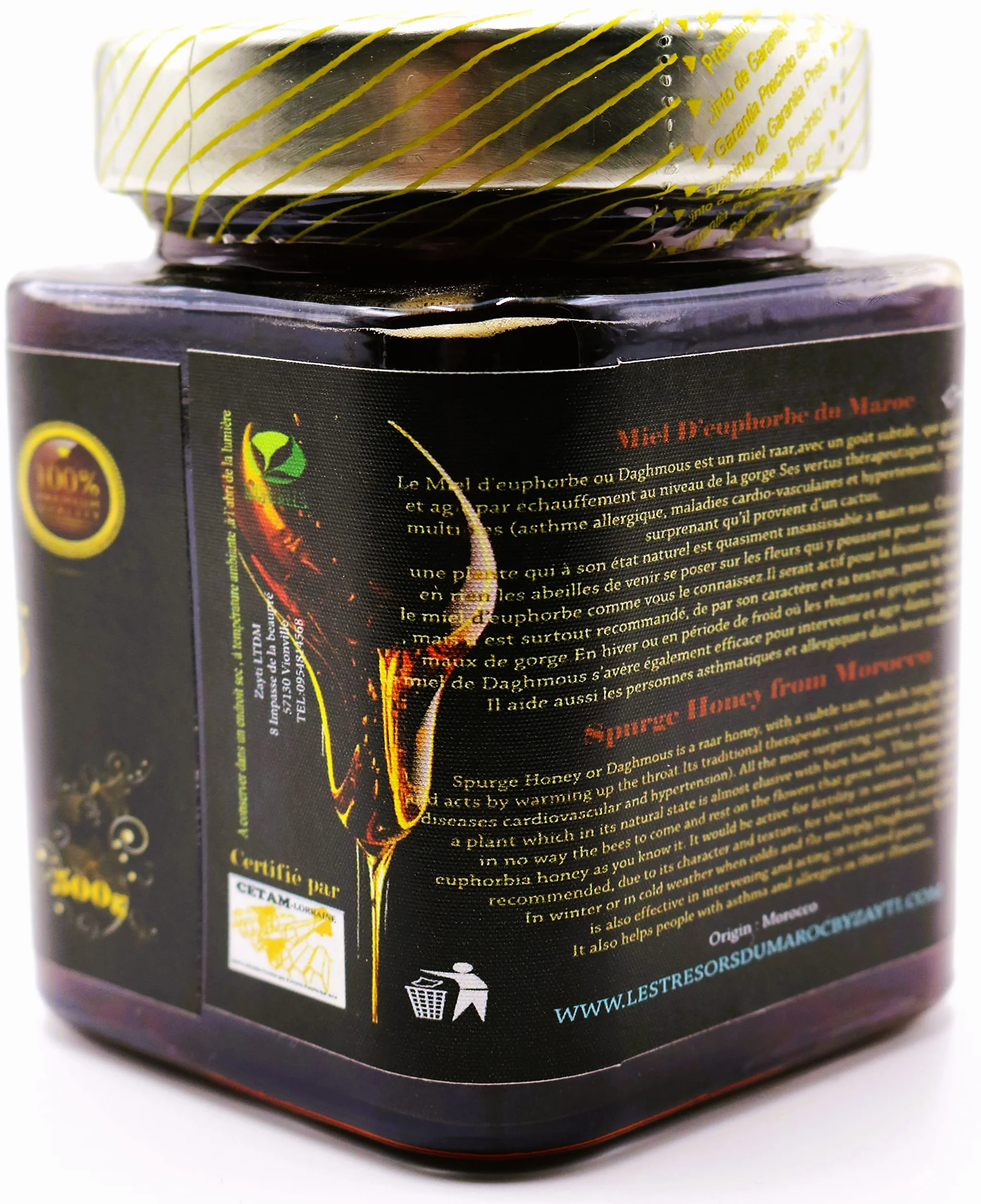 Miel d'Euphorbe (Daghmous) de Marruecos) 500 g. 100% puro y natural. Certificado por Cetam-Lorraine Y