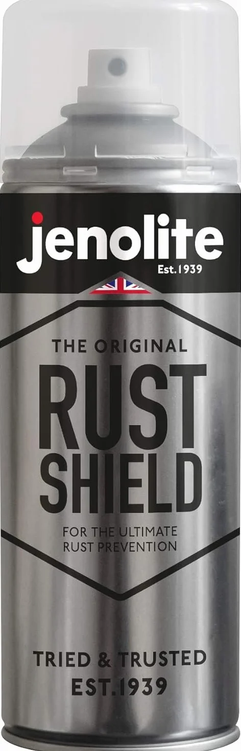 JENOLITE Rust Shield przezroczysty lakier w sprayu, 400 ml, spray zapobiegający rdzewieniu, chroni przed rdzą i korozją metalu, idealny do samochodów, motocykli, ozdób, gołego metalu i lakieru,
