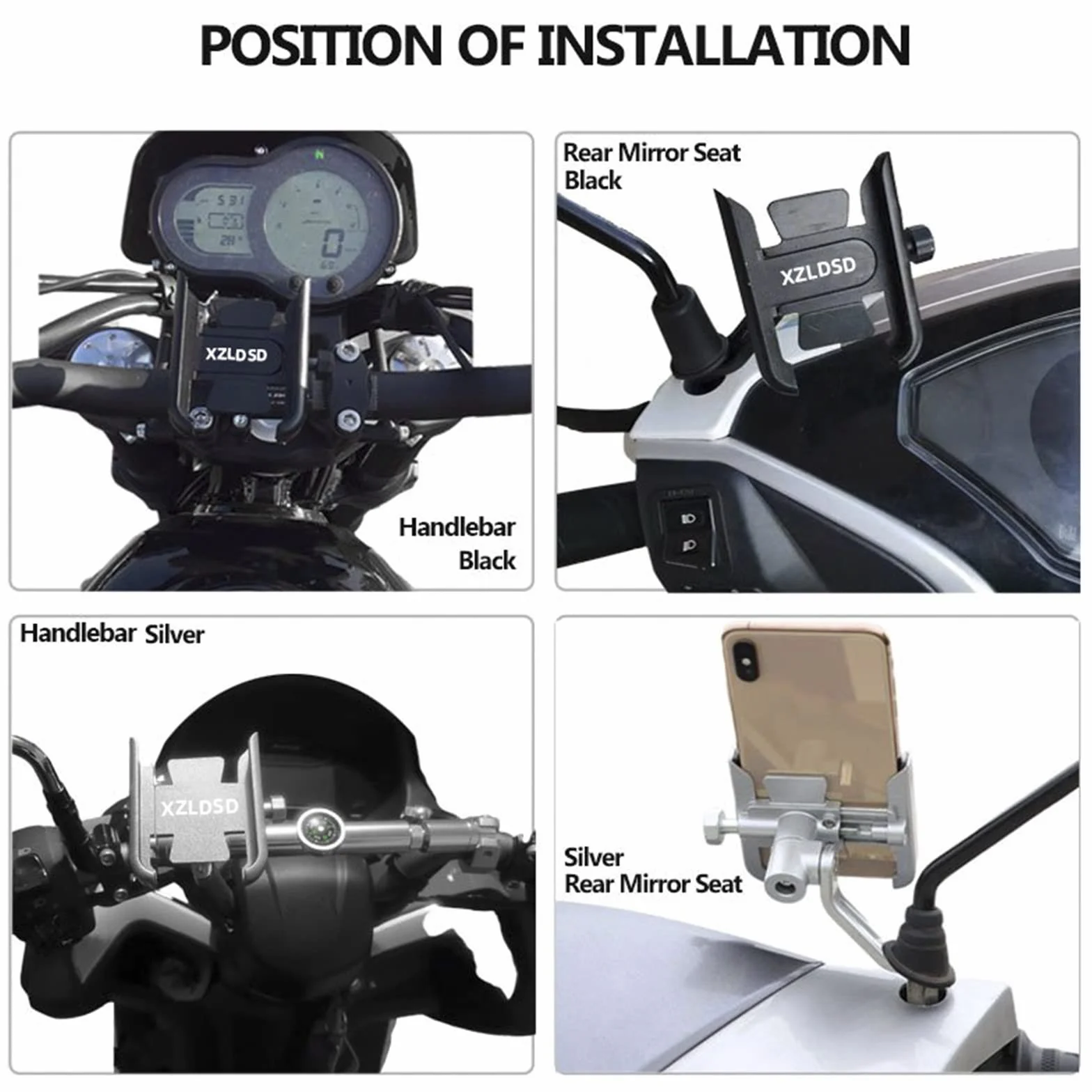 Dla YAMAHA MT-07 MT07 MT 07 Akcesoria Motocyklowe Kierownica Uchwyt Na Telefon Komórkowy GPS Wspornik Stojaka Mocowanie Motocyklowe (Kolor : Handlebar Black)