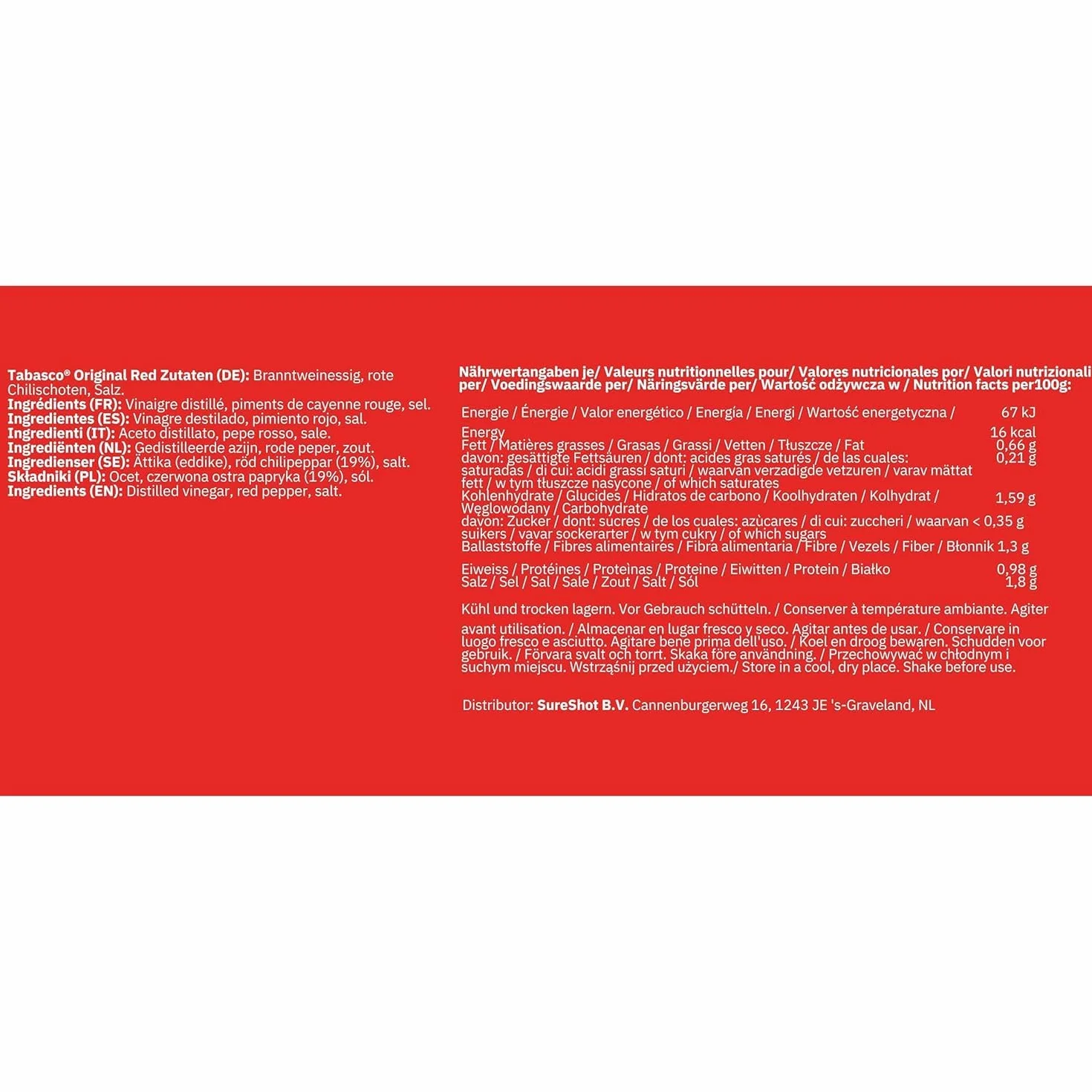TABASCO® Brand Original Red Pepper Sos 2 x 350ml = 700ml - Duo Pack - Czerwony sos TABASCO® : wykonany z trzech w 100% naturalnych składników
