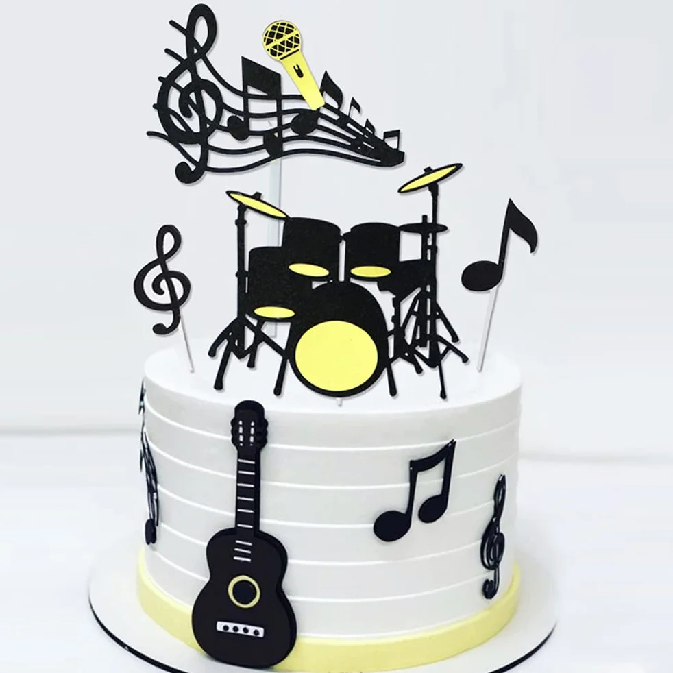 Muzyczne babeczki Topper Happy Birthday Cake Toppers, zestaw dekoracji tortów, 48 sztuk