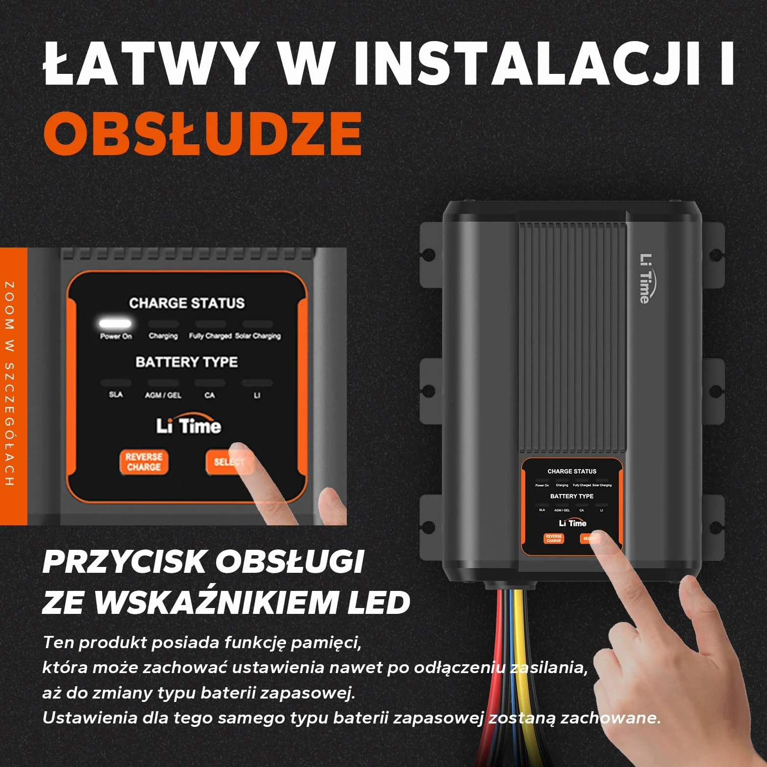 LiTime Ładowarka do akumulatorów 12 V 40 A DC-DC z MPPT, podwójne wejście, inteligentna ładowarka do akumulatorów litowych 14,6 V LiFePO4, szybkie ładowanie do WoMo, przyczep kempingowych, instalacji