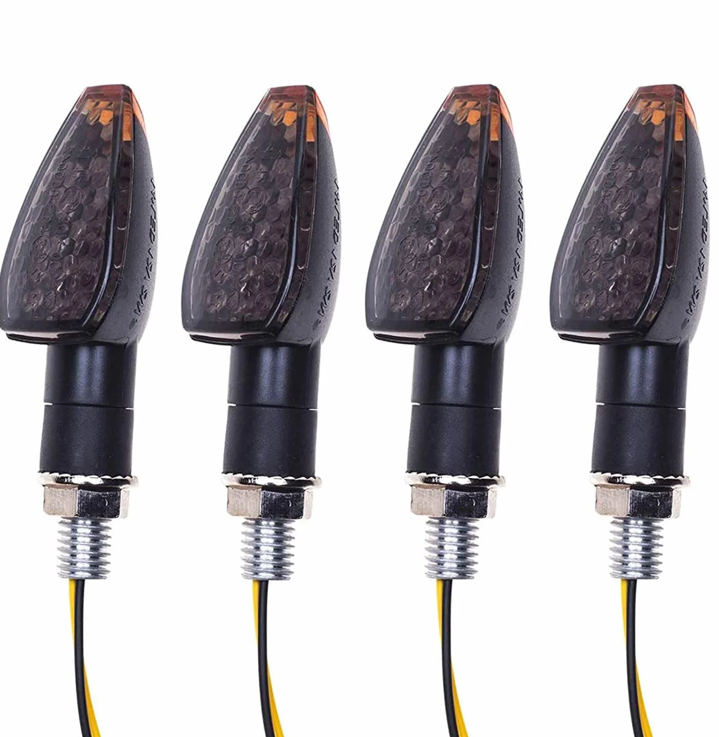 4 szt. wskaźniki do motocykla, 12V 14 diod LED, kierunkowskazy, certyfikacja E, wodoodporne, uniwersalne, do skutera, quada, motoroweru, dojazdowego (dym)