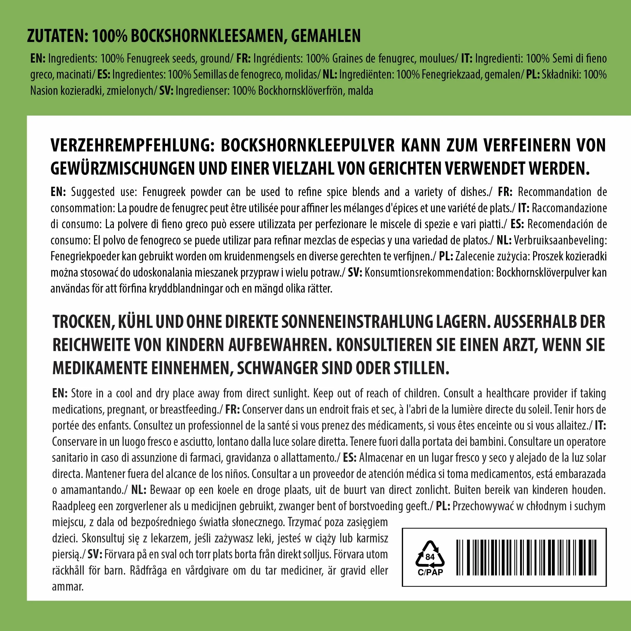Alpi Nature Proszek z Kozieradki 1kg, Mielone Nasiona Kozieradki, Mielone Nasiona Methi do Gotowania