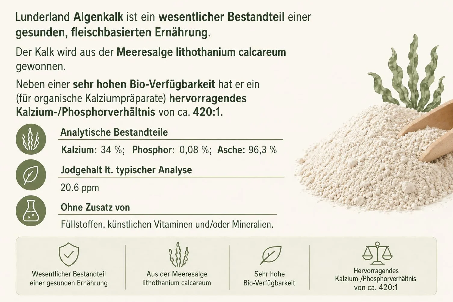 Lunderland - wapno z alg 700 g, 1 opakowanie (1 x 700 g)