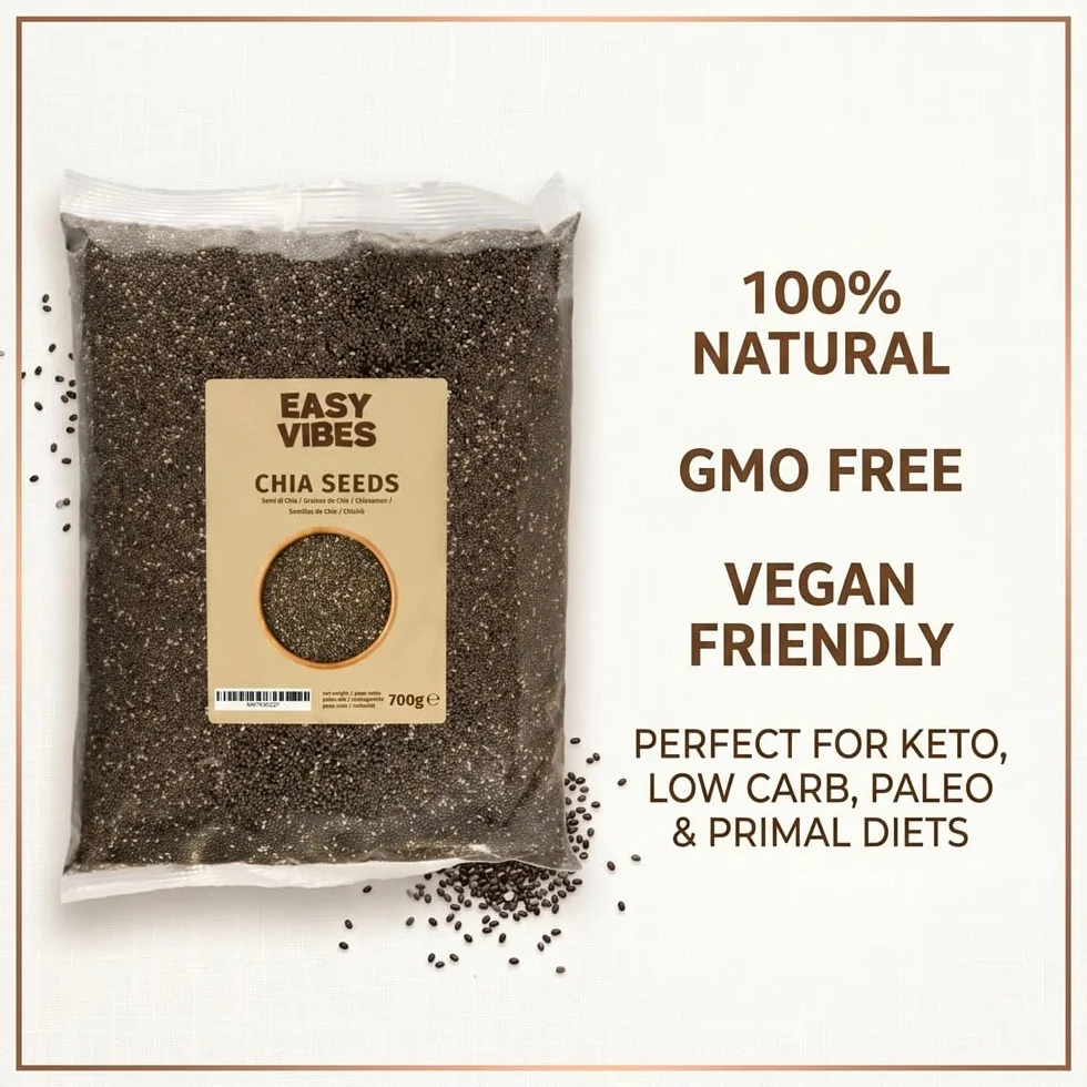 Easy Vibes - Naturalne Nasiona Chia (700g) | Idealne do Musli, Sałatek lub wzbogacania wypieków