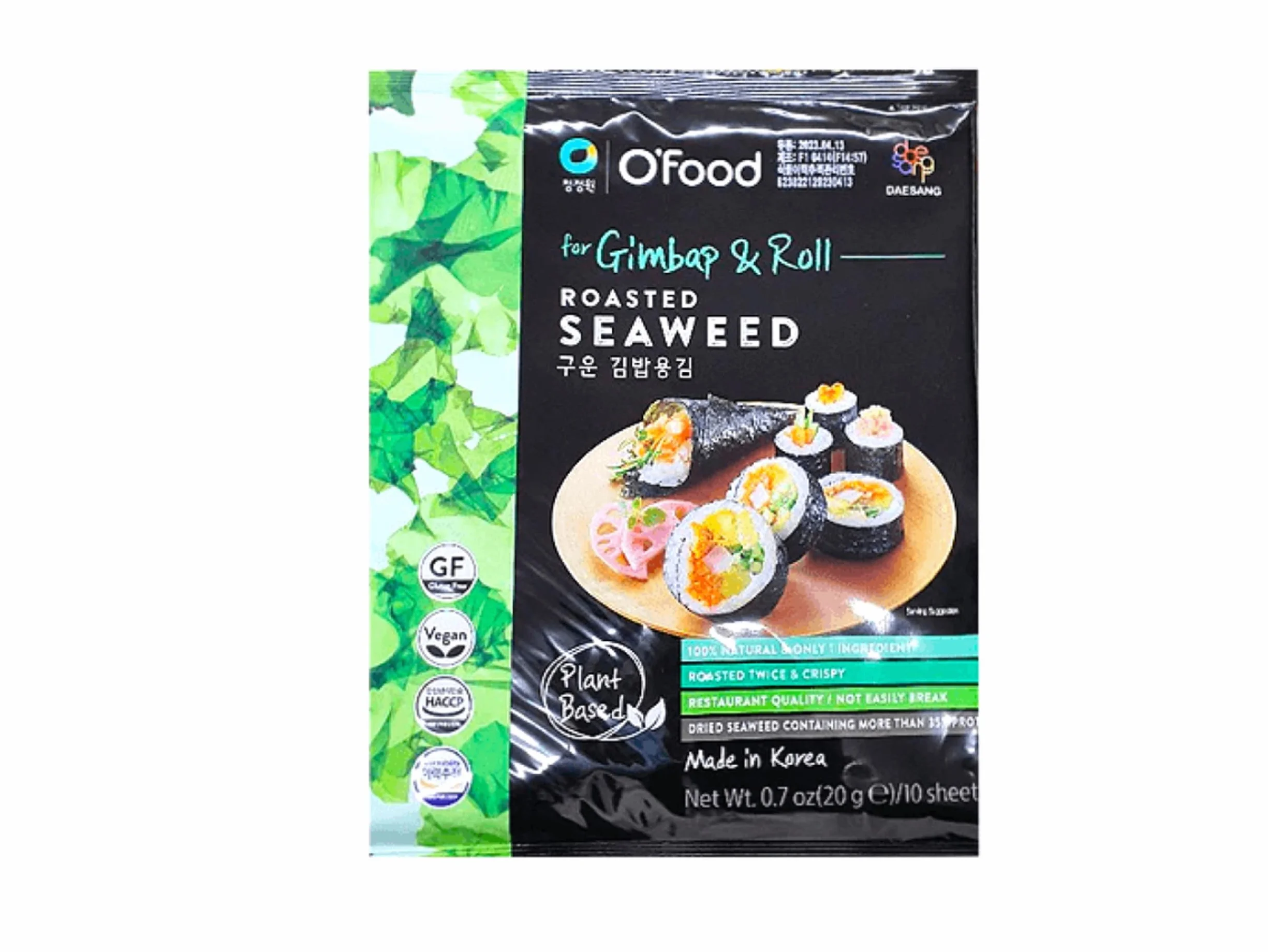 O'Food prażone wodorosty do gimbap i sushi - 10 arkuszy - chrupiące i aromatyczne - OG ASIA - 20 g