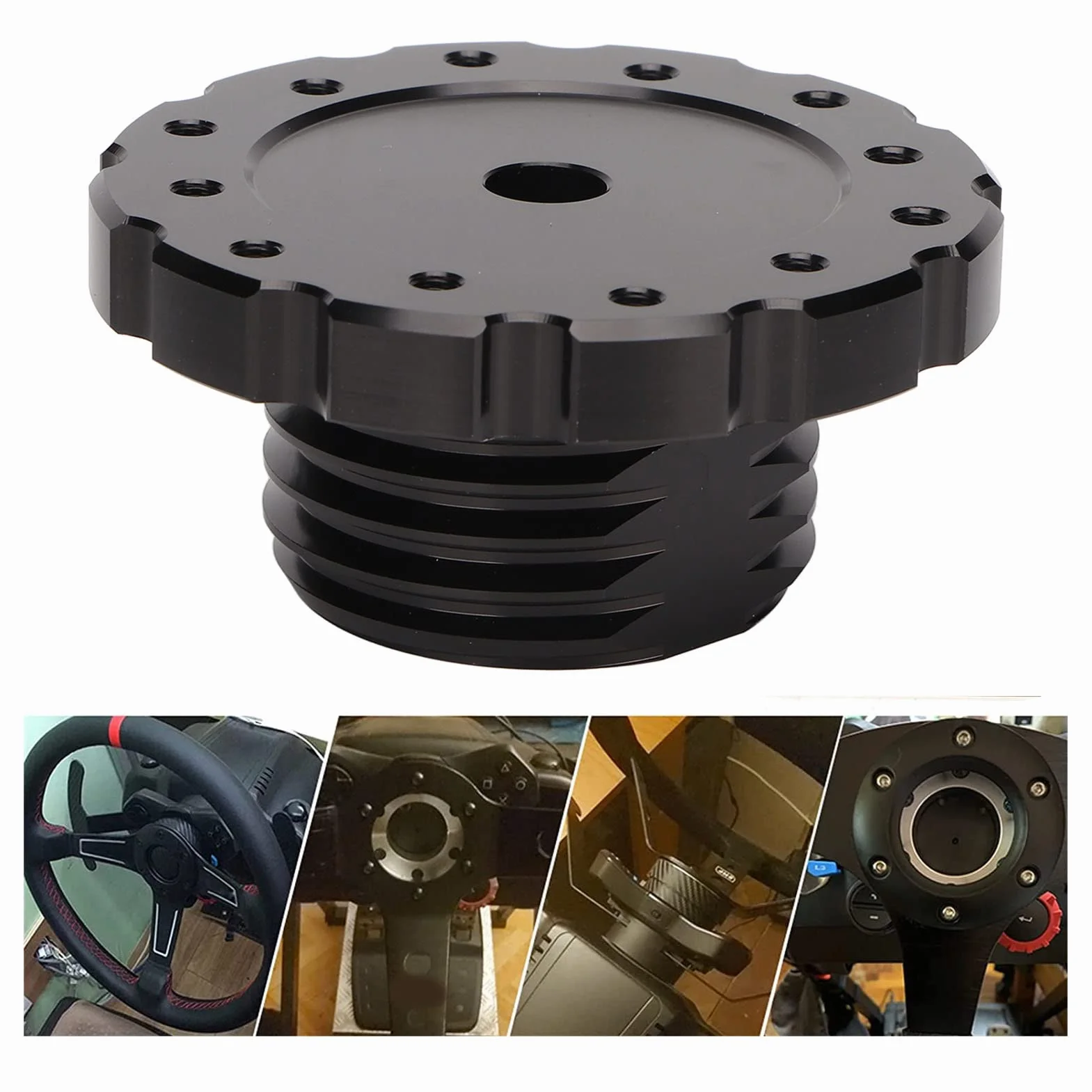 Płyta Adaptera Kierownicy, Aluminiowa Kierownica do Gier Wyścigowych, Profesjonalny Adapter do Thrustmaster T300 T500 TS PC TS XW (Czarny)
