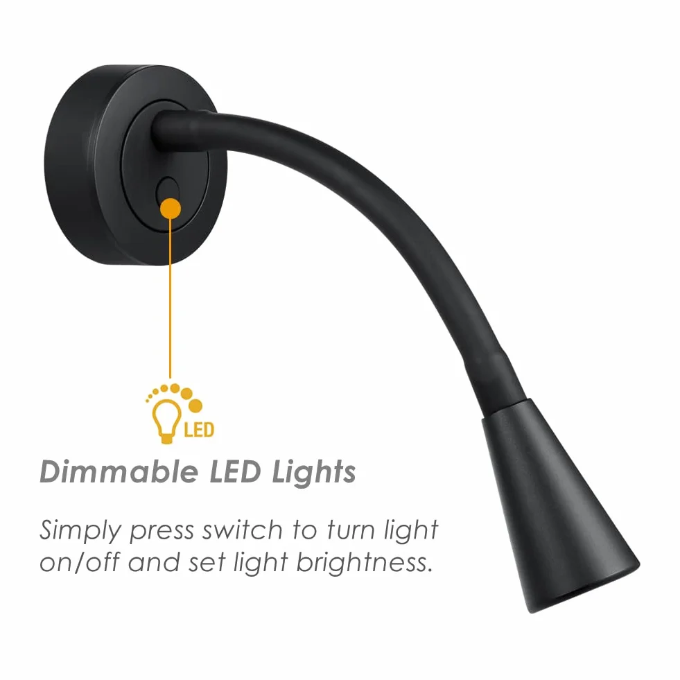 acegoo Lampa LED 12 V do czytania, kampera, łodzi, ściemniana lampa do czytania z ładowarką USB, elastyczne światło na gęsiej szyi, do kampera, furgonetki, przyczepy kempingowej, ciężarówki