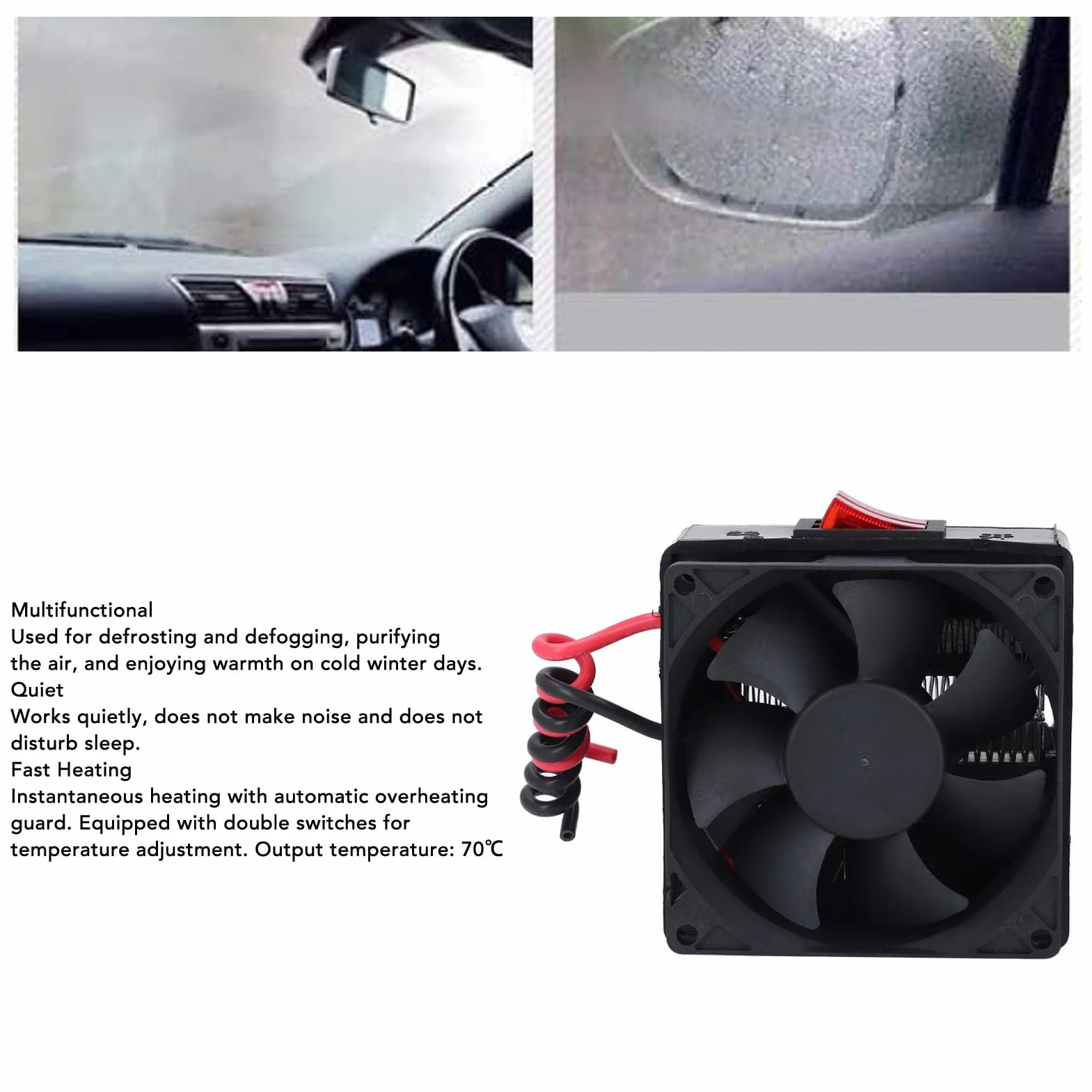 Samochodowy Podgrzewacz Szyby Przedniej, DC12V 300W Samochodowy Grzejnik Elektryczny 12V Przenośny Grzejnik do Samochodu, Warsztaty, Fabryki