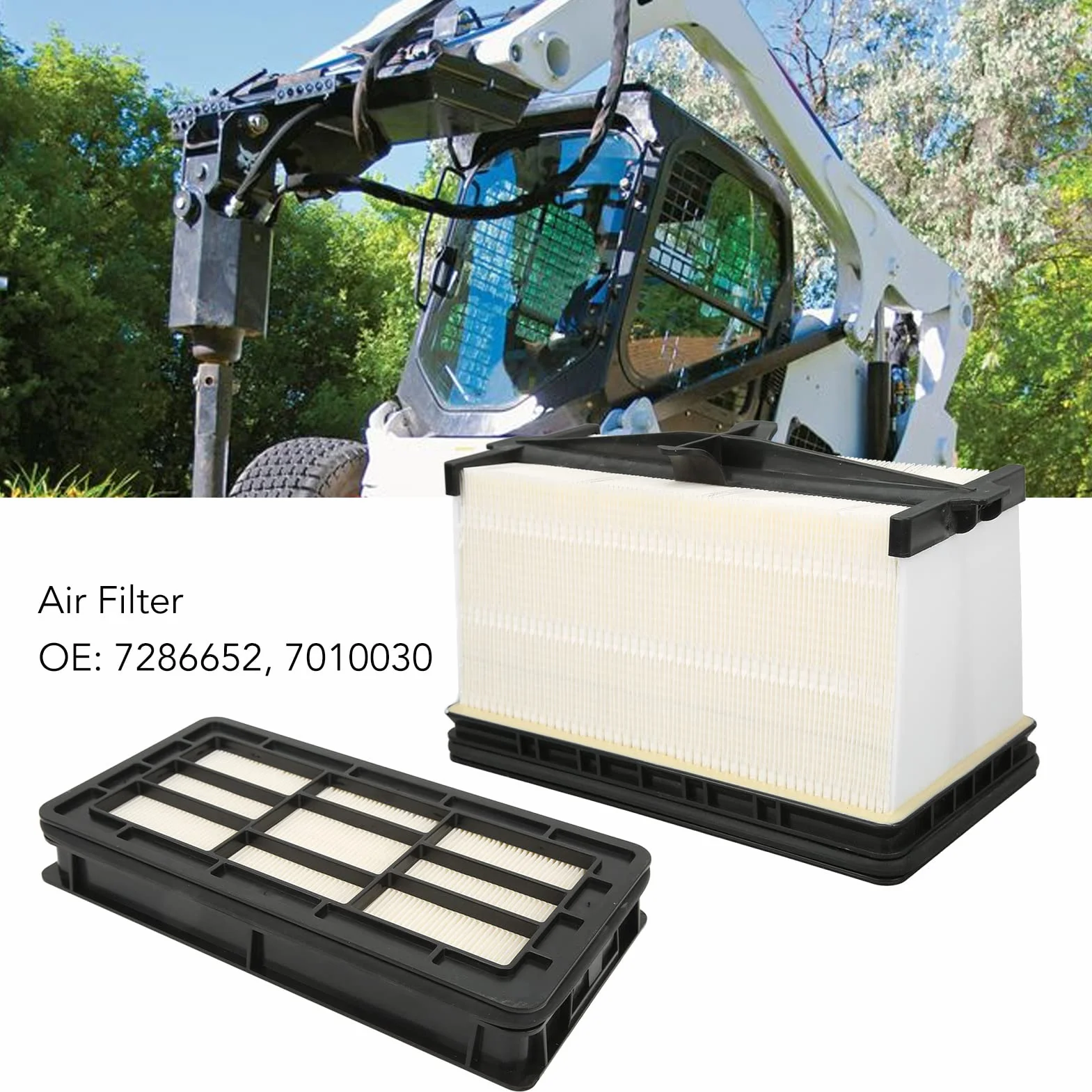 Filtr Powietrza, 2 szt. Zestaw Filtra Powietrza Silnika 7286652 Wysoka wydajność do ładowarek Bobcat S740 S750 S770 S850