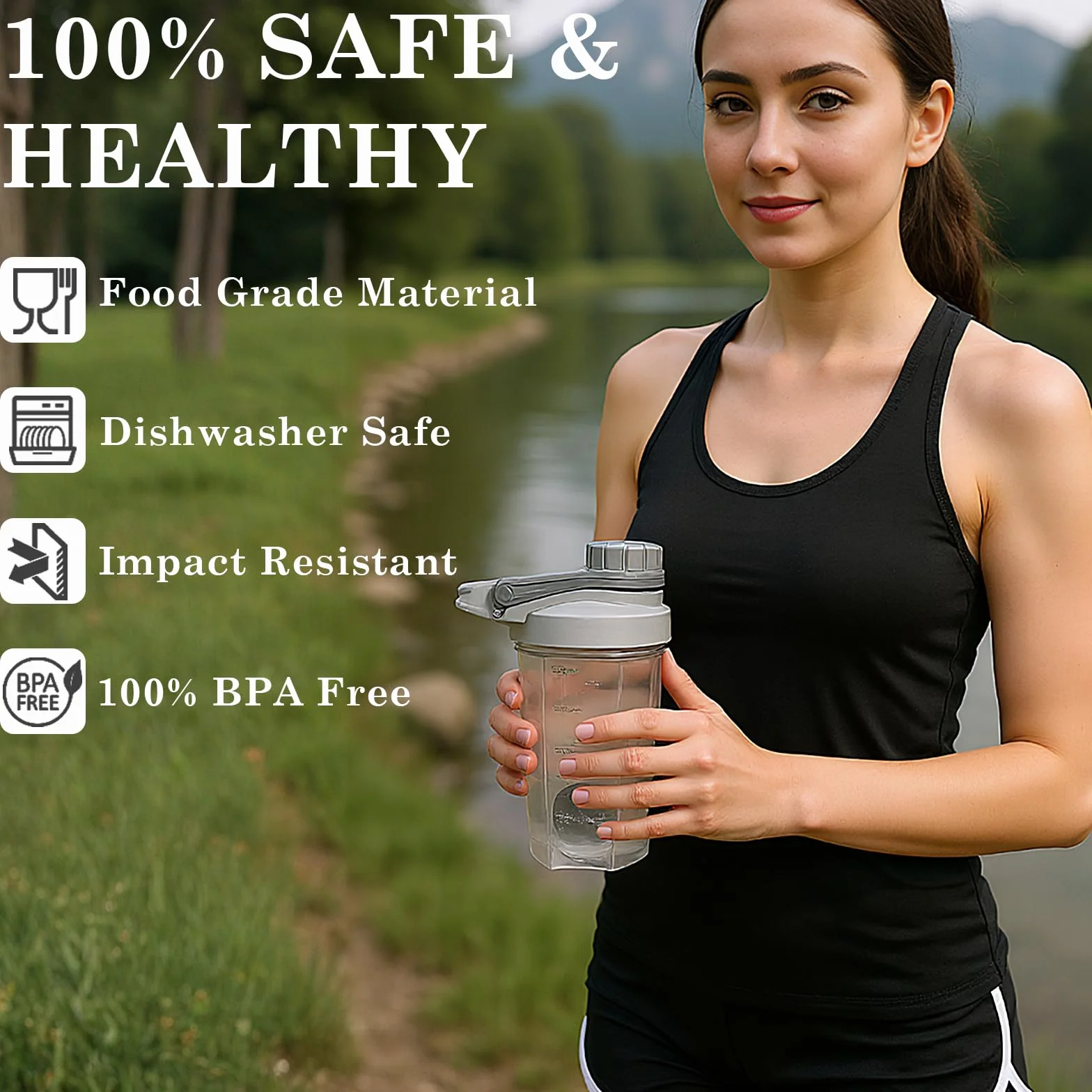 Mały shaker proteinowy 500 ml – shaker proteinowy 500 ml, nie zawiera BPA, szczelny, z kulką PP i plastikowym prętem, szara matowa butelka sportowa
