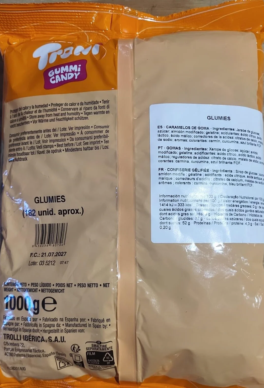 Trolli Glumies kwaśne robaki worek 1 kg (1000 gramów)