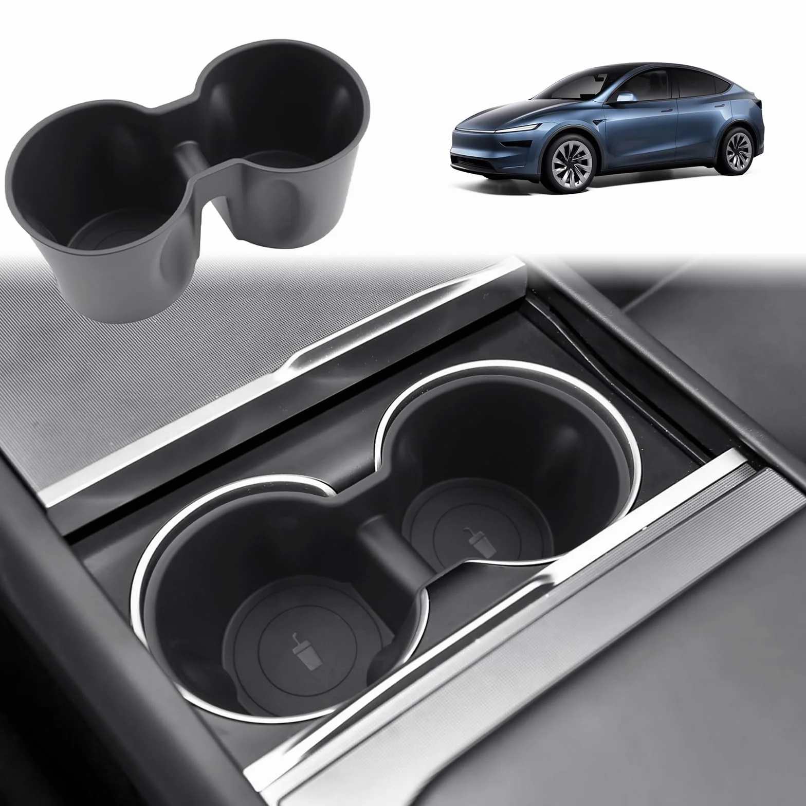 GAFAT Uchwyt na Napoje do Tesla Model Y Juniper Standard 2025 2026/ Model 3 Highland 2024-2026, Uchwyt na Nowego Kubki Konsoli Środkowej z Miękkiej Gumy TPE, Tesla Y 2025 Accessoires, Antypoślizgowy