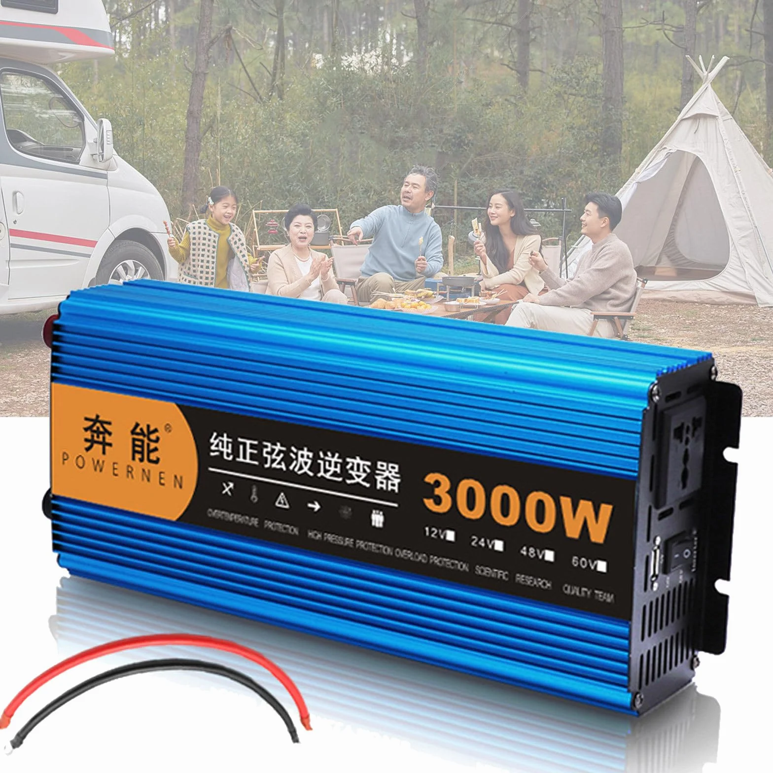 3000 W 4500 W 6000 W 8000 W Przetwornica czystej fali sinusoidalnej Przetwornice mocy prądu stałego Dc 12 V/24 V na prąd przemienny 220 V-240 V Wysokowydajny falownik,3000W-24V