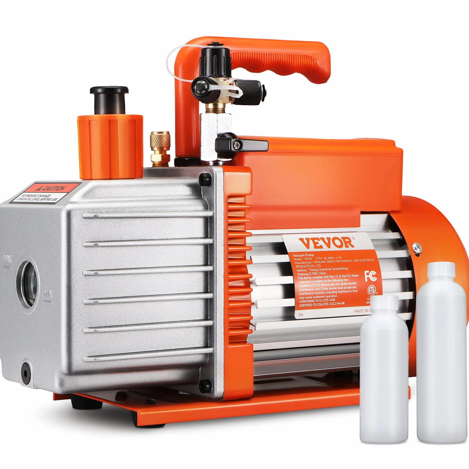 VEVOR Obrotowa łopatkowa pompa próżniowa 375 W, 2-stopniowa klimatyzacja, 9,3 kg 142 l/min 115 V do naprawy HVAC, konserwacji chłodzenia, odgazowywania żywicy