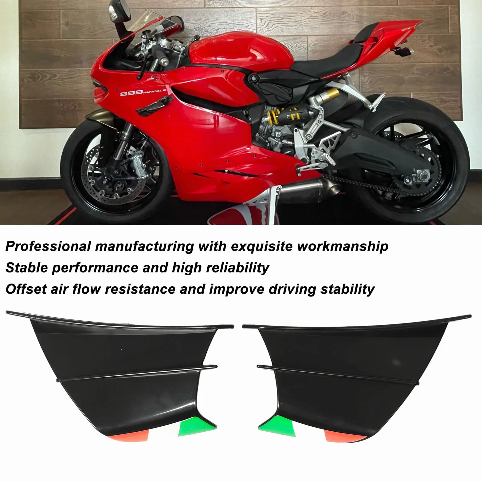 Spojler Skrzydłowy Motocykla, 1 para Spojlera Motocyklowego Winglet Spoiler, Boczne Spojlery Motocyklowe Winglet Pasuje do 400 250 Z900 Z1000, do R1 R3 R25, do CBR650 (Czarny)