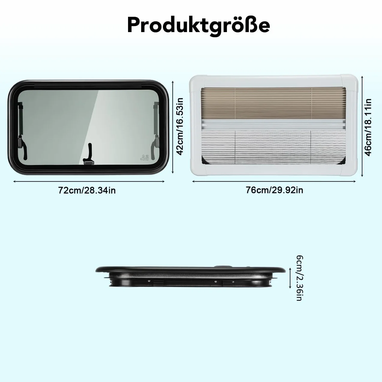 okno rozszerzające do kampera, 700 x 400 mm, okno boczne ze zintegrowaną roletą i moskitierą do kamperów, kamperów, samochodów, autobusów, łodzi