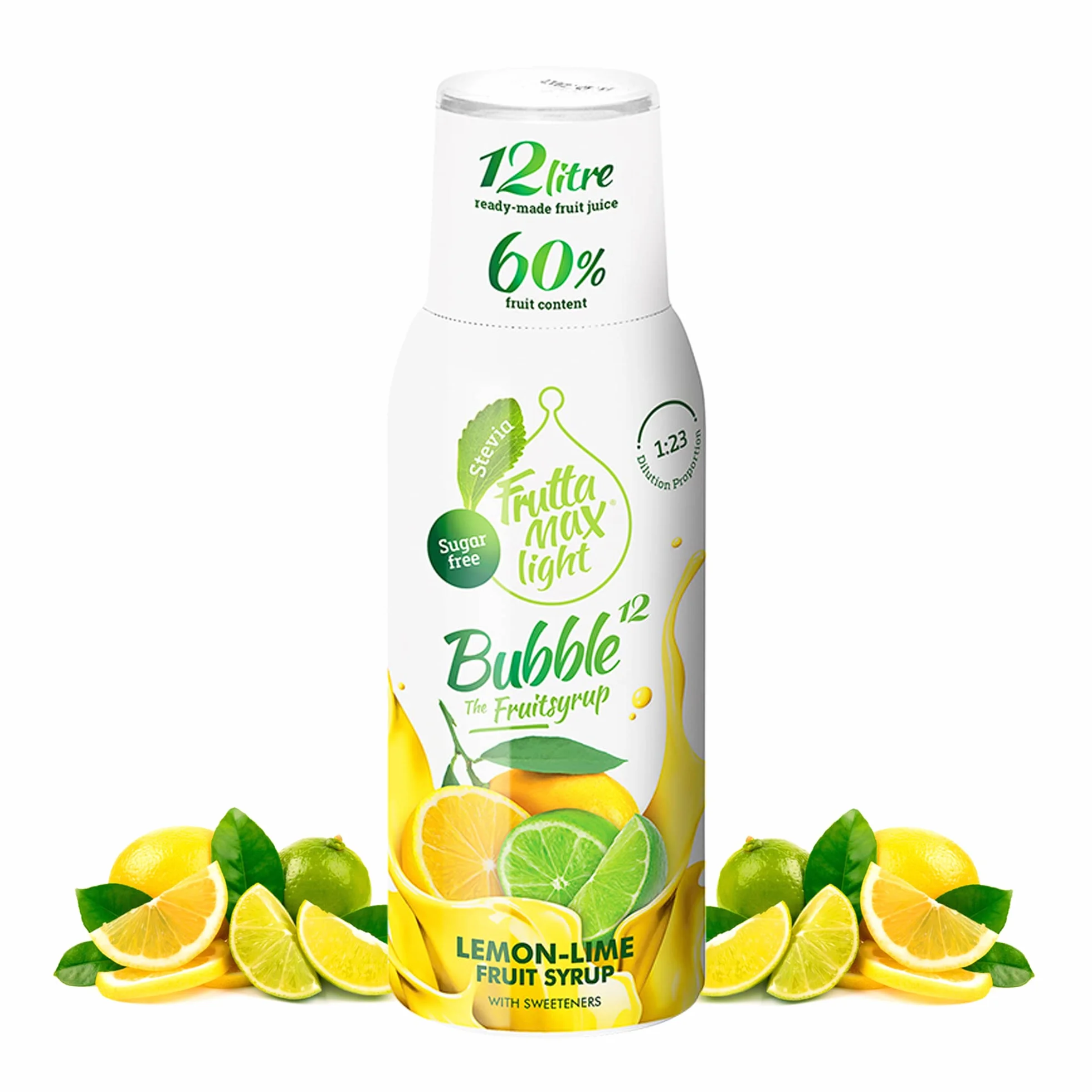 Light - Niskowęglowodanowy - Syrop Fitness by FruttaMax | Zero cukru | ze Stewią | 50% zawartość owoców 500ml (Cytryna-Limonka - Light)
