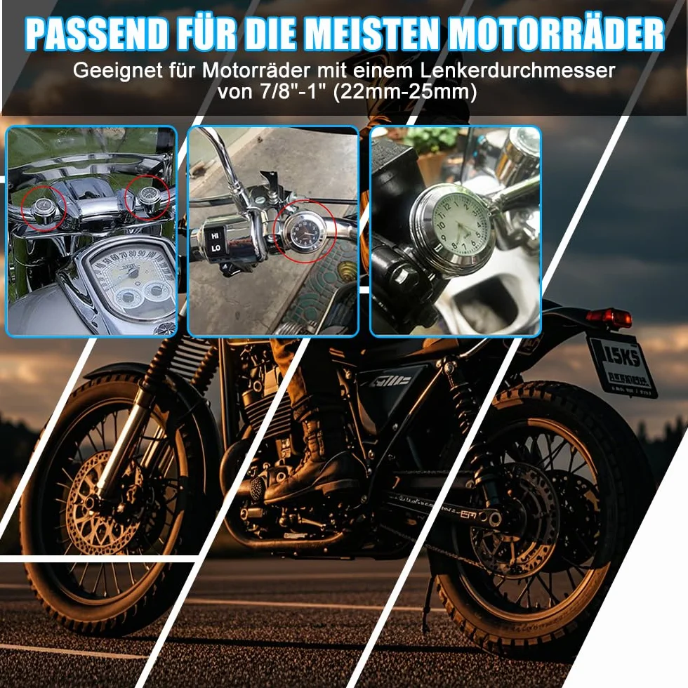 Termometr motocyklowy wodoszczelny 22-25 mm nierdzewny