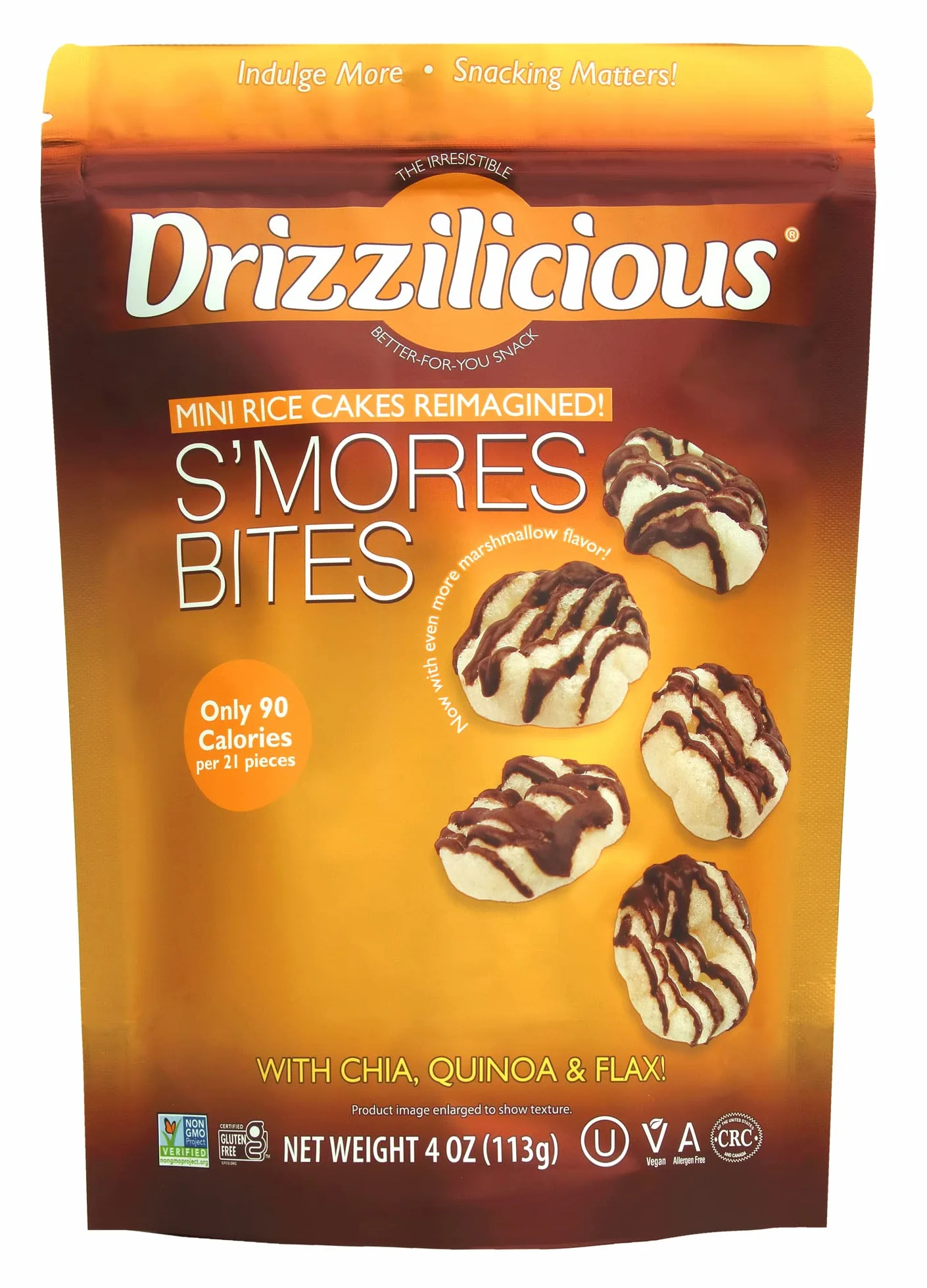 Drizzilicious S'Mores Mini ciasta ryżowe z ciemną czekoladą mżawka 113 g
