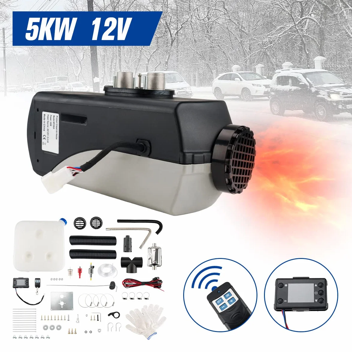 12V 8KW Air Diesel Heater przenośny zestaw ogrzewania postojowego z przełącznikiem LCD i pilotem, ciche ogrzewanie Diesel dla samochodów ciężarowych łodzi autobusów przyczep kempingowych kamperów ja
