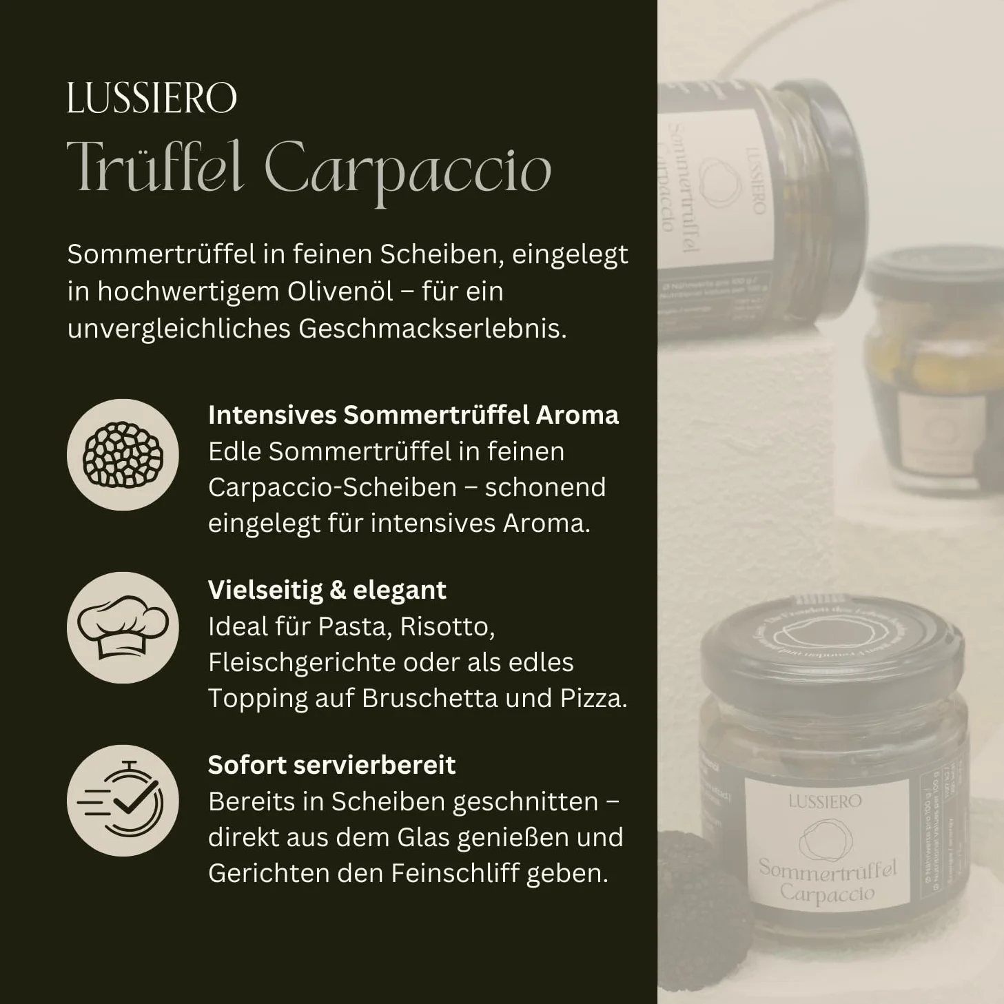 Lussiero Carpaccio czarne trufle Tartufo krążki trufli Tuber Aestivum 45 g