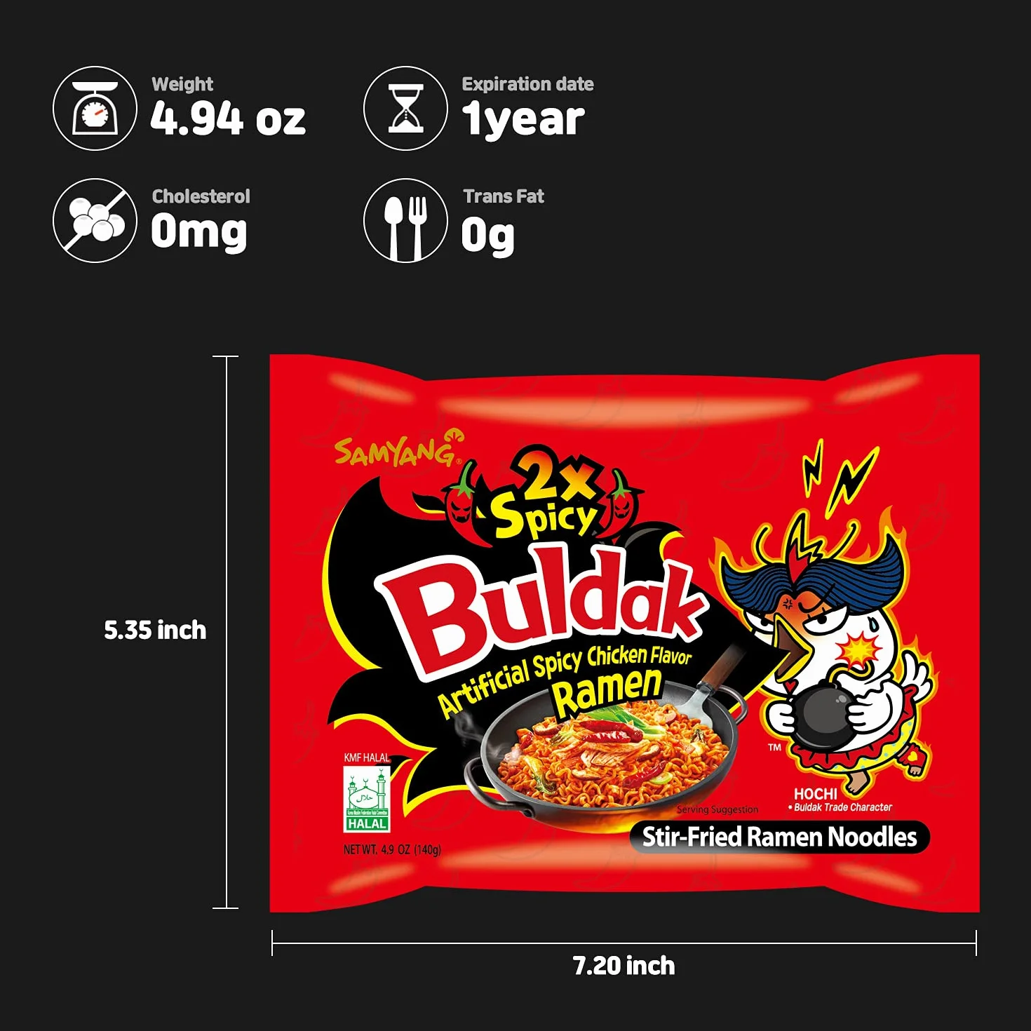 Samyang Bulldark kurczak smażony makaron, (5 x 140 g)