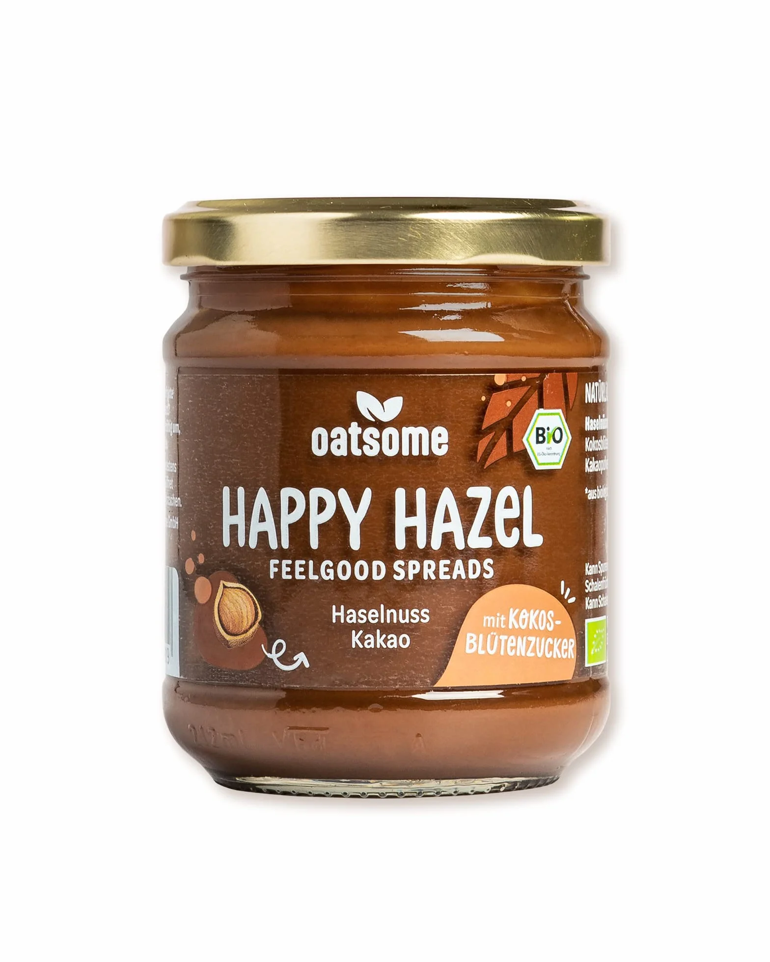 OATSOME® Happy Hazel Feelgood Spread | orzech laskowy i kakao | kremowy mus orzechowy | wegański, bez rafinowanego cukru i oleju palmowego, ekologiczny i w 100% naturalny, śniadanie, 200 g