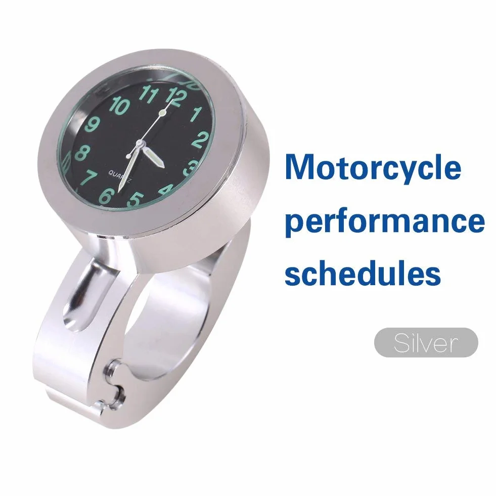 Keenso Zegar motocyklowy uniwersalny wodoodporny zegarek na kierownicę billet aluminiowy motocykl kierownica zegar motocykl zegarek pasuje do większości motocykli/cruiser/chopper/niestandardowy z