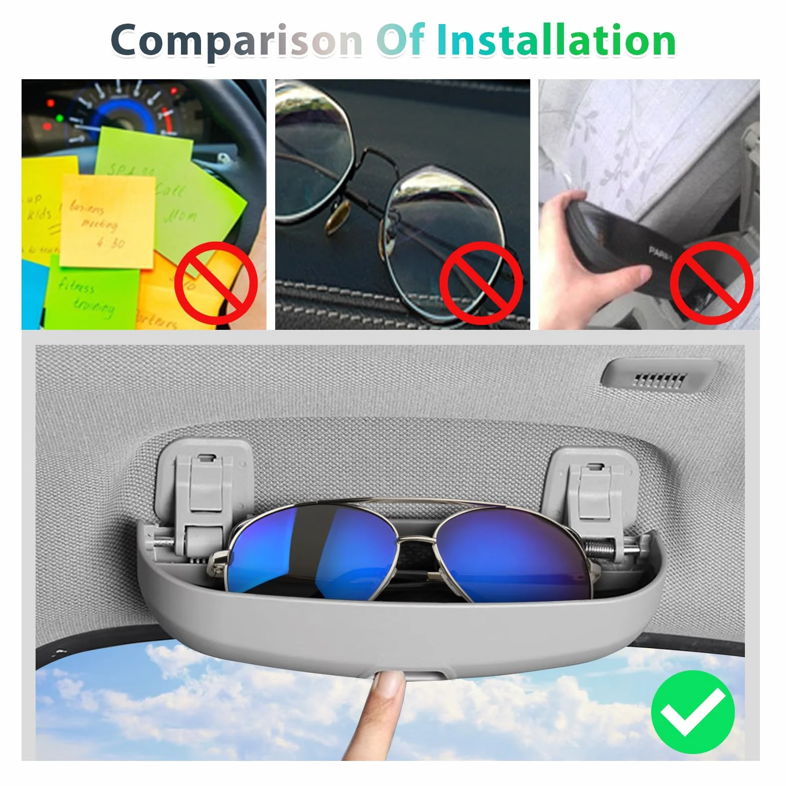 GAFAT uchwyt na okulary przeciwsłoneczne etui na okulary kompatybilny z BMW X1 X3 X5 X7 1 3 5 7 2010-2025 2026, organizer wnętrza dla X1 U11/ X3 G45/ 1 F70/ 3 G20 akcesoria (szary)
