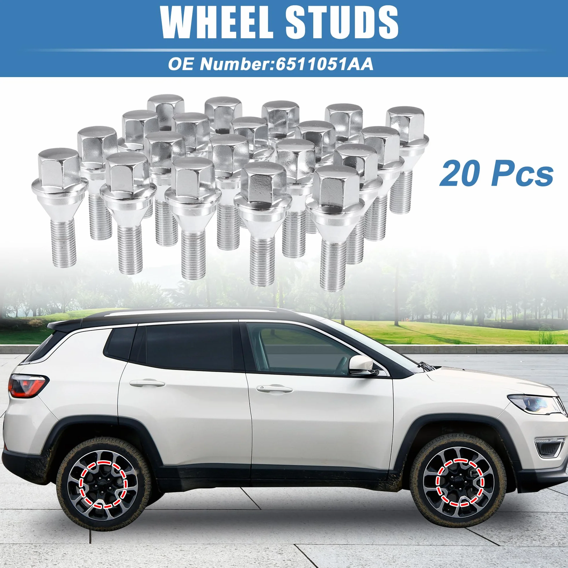 ABSOPRO 20 sztuk śruby na koła samochodowe nr 6511051AA do Jeep Cherokee 2014-2021