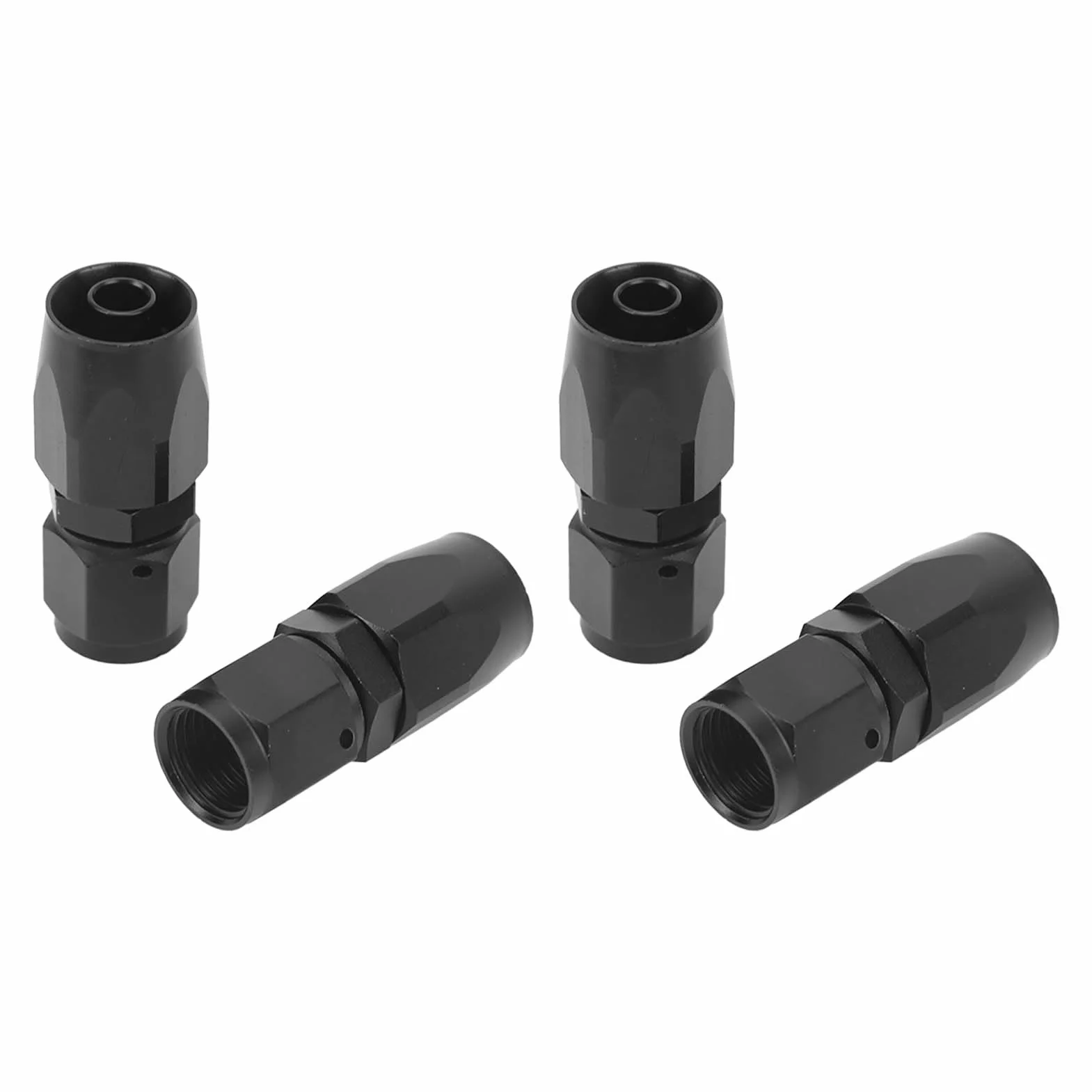 Końcówka Węża Przewodu Gazowego Opałowego, 4 Szt. Uniwersalna Aluminiowa AN6 0 Stopni Prosta Obrotowa Końcówka Węża Adapter do Montażu Modyfikacja Samochodu Czarna na
