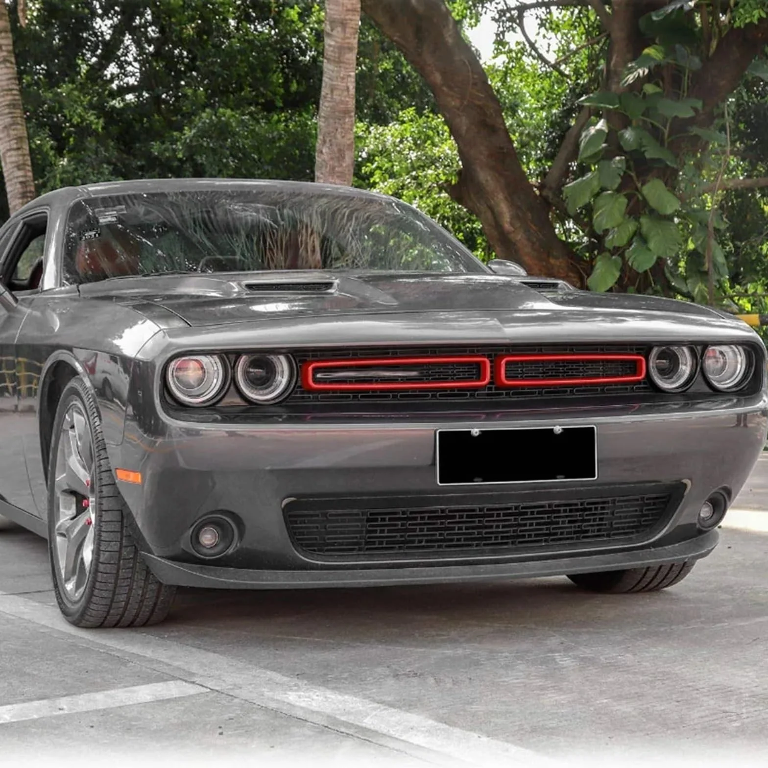 2 sztuki przednich wkładek do grilla, osłona, pasujące Dodge Challenger 2015-2022, czarny, czerwony, niebieski, żółty atrapa radiatora(Black)