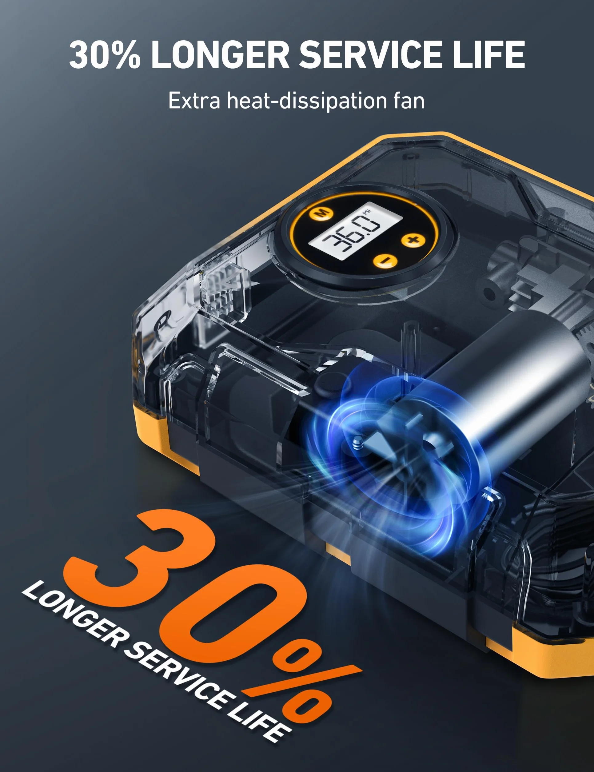 AstroAI Przenośna sprężarka powietrza 100 psi 12 V DC, elektryczna inflator do opon samochodowych, cyfrowy inflator opon samochodowych ze światłem LED, manometrem, wyświetlaczem rowerowym itp.