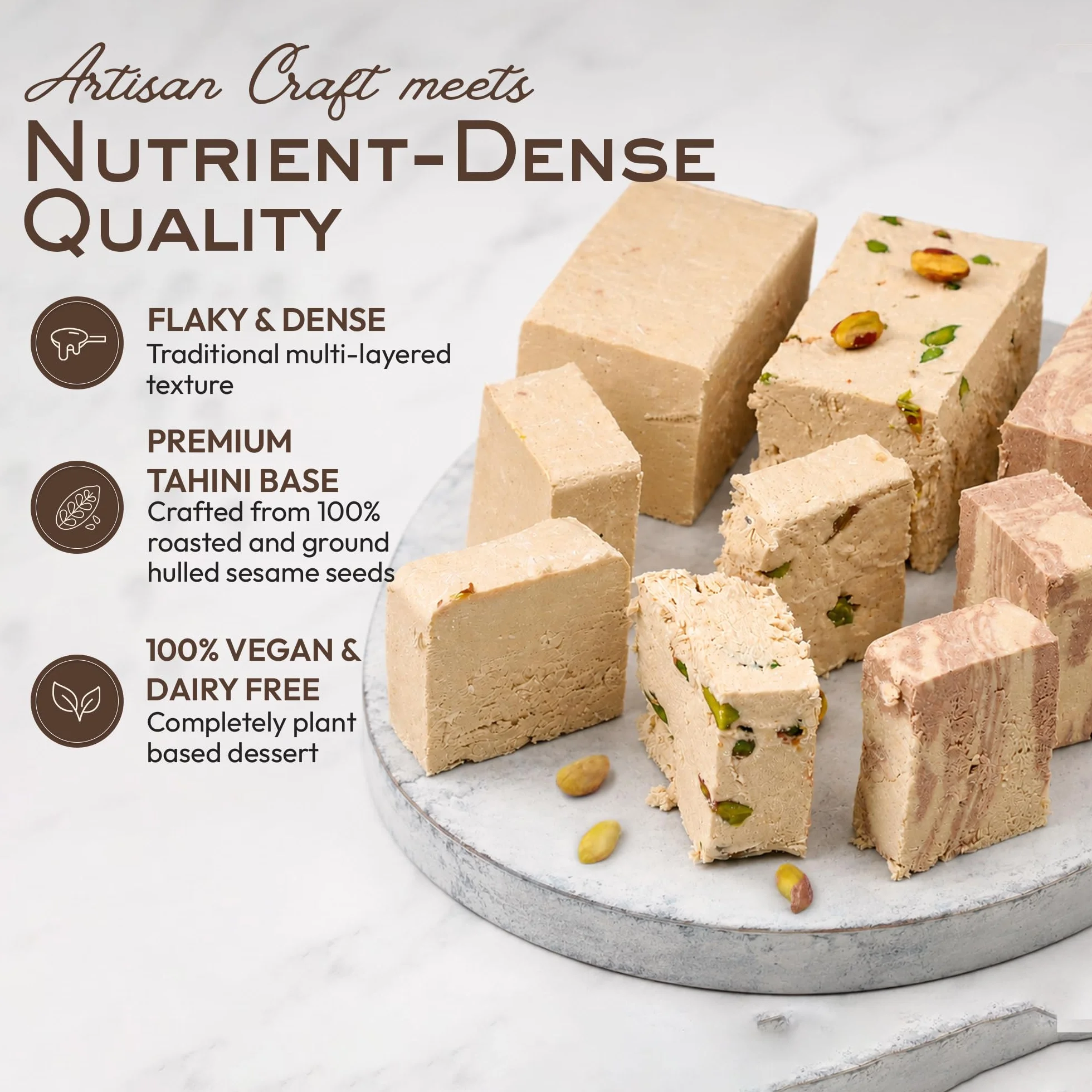 Mughe Gourmet Turecka Chałwa Mix 850g – Eleganckie blaszane pudełko upominkowe. 3 smaki: pistacjowa, marmurkowa czekolada, klasyczna. Kruchy deser Halawa, wegański, wegetariański kosz prezentowy