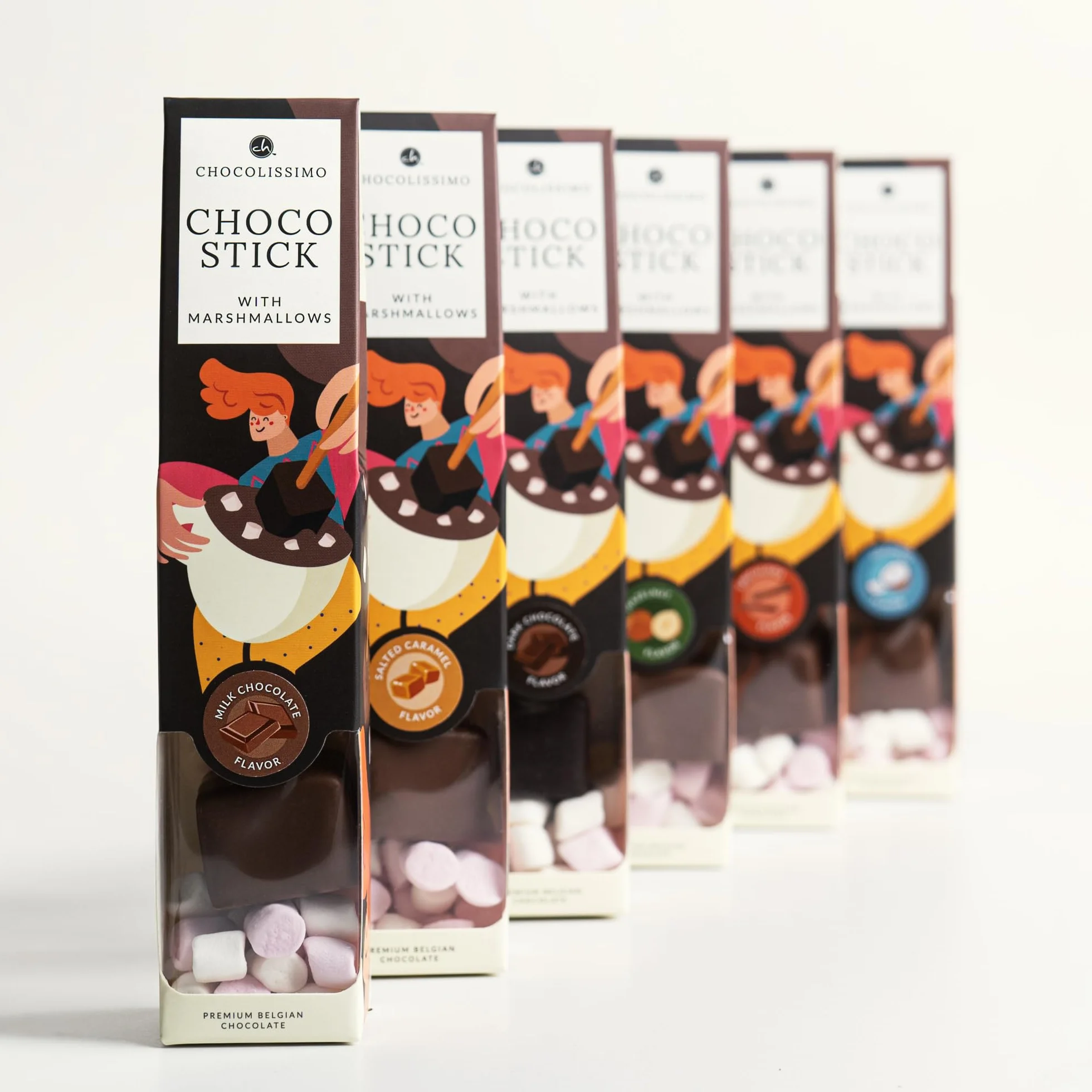 CHOCOLISSIMO ChocoStick Słony karmel Belgijska czekolada do picia o smaku słonego karmelu na patyku z piankami marshmallow 40 g