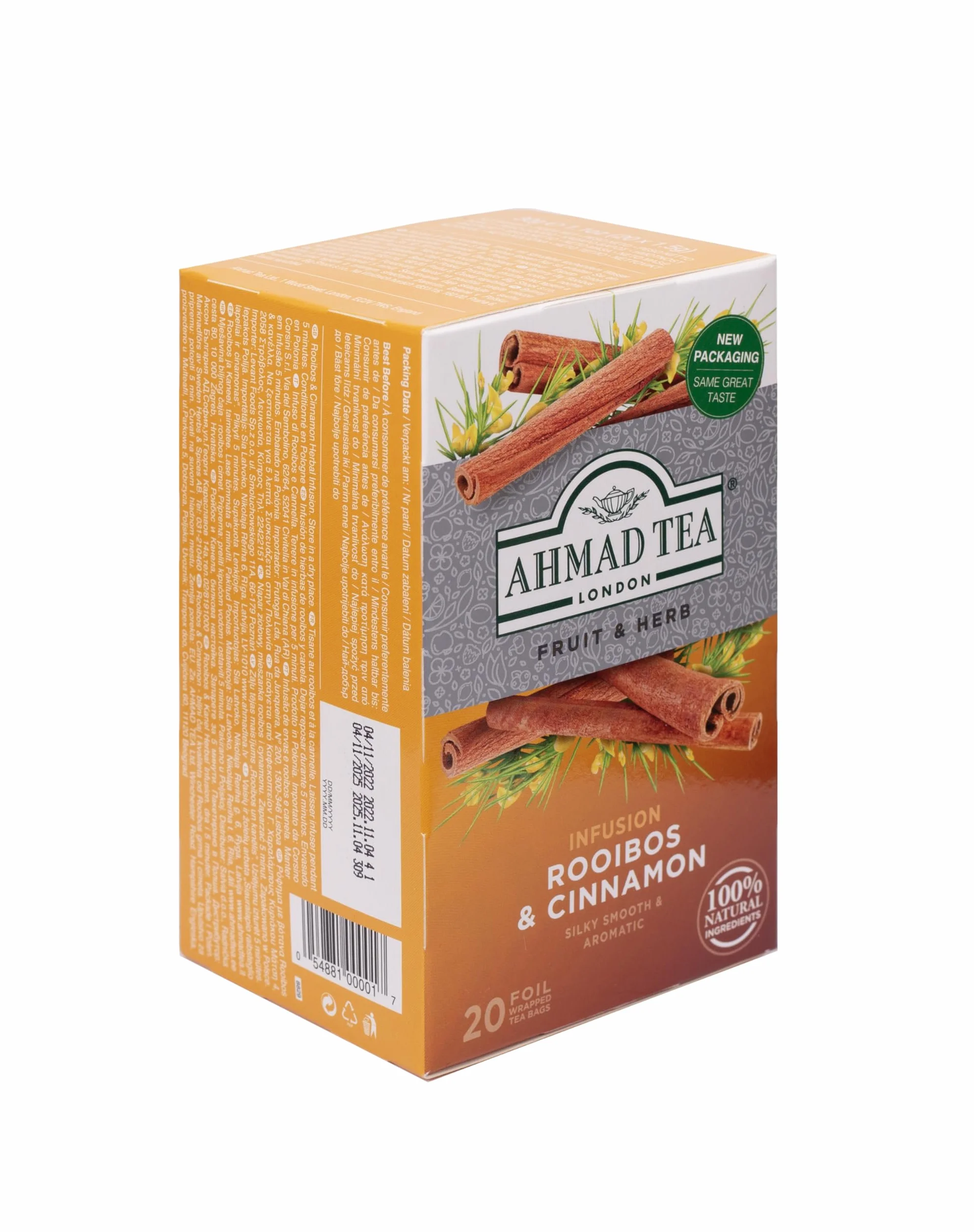 Ahmad Tea Rooibos & cynamon napar owocowy i ziołowy 20 herbatek