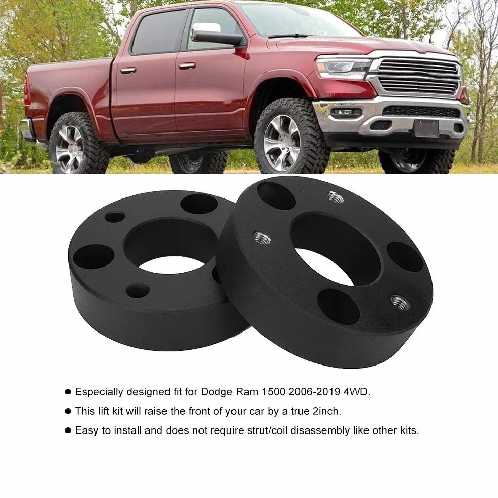 Dodge Ram Leveling Kit--2Pcs Front Leveling Lift Kit, 2 Zoll Car Aluminium Front Leveling Lift Kit Passend Für Ram 1500 2006-2019 4Wd