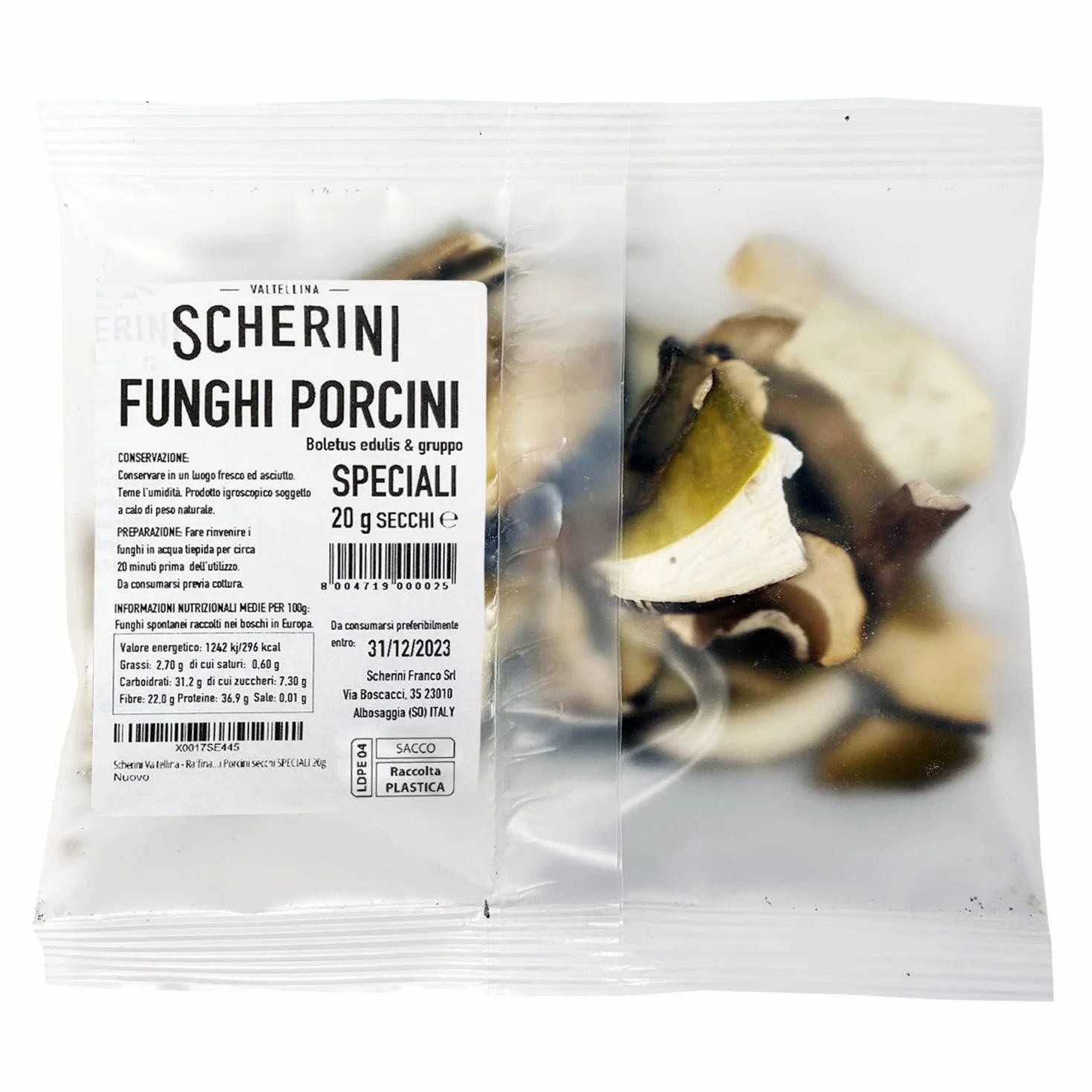 Scherini Valtellina - Borowik szlachetny krojony - boletus edulis - porcini (grzyby suszone) - 20g