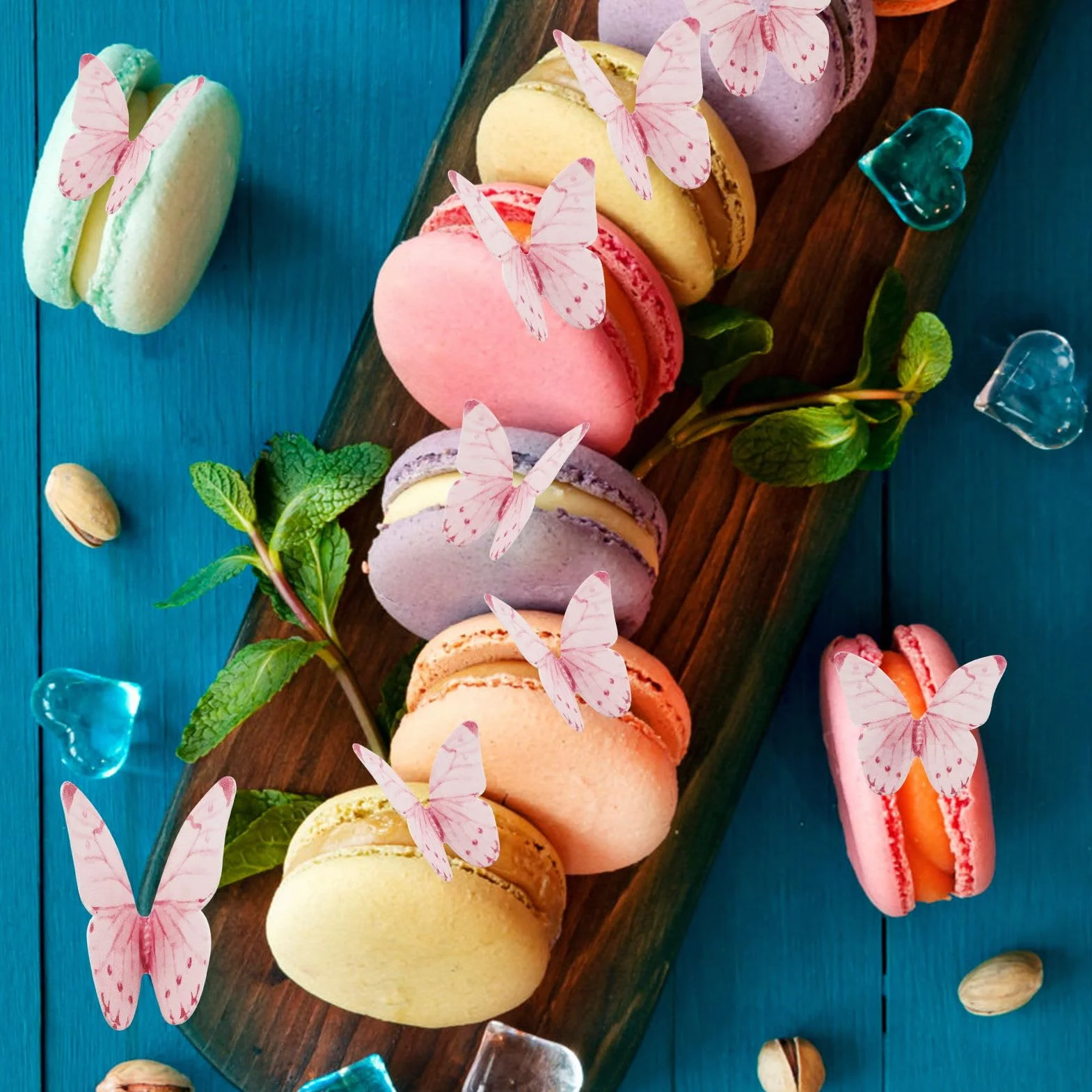 Jadalne nakładki na babeczki, motyle, 40 sztuk, dekoracja tortów, motyle, jadalne motyle, dekoracja do jadalni, na urodziny, imprezę, wesele