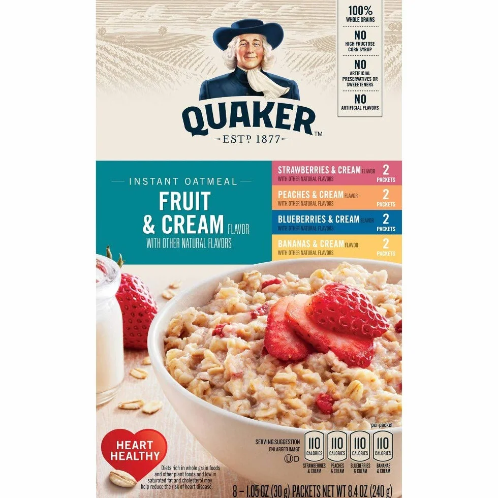 Quaker Natychmiastowe płatki owsiane owoce i śmietana, 8 saszetek, 240 g