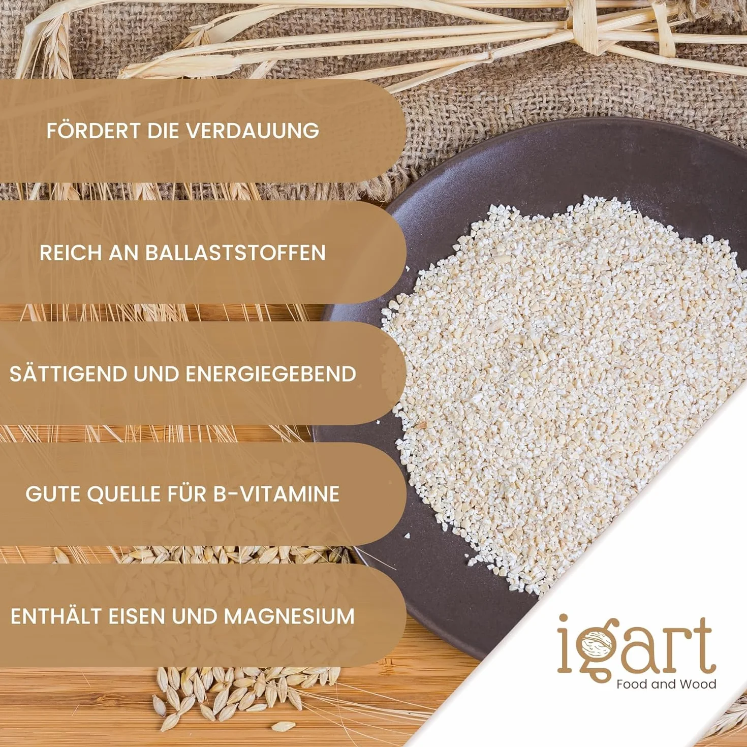 IGART Kasza jęczmienna 1kg, Idealna do zup, dań głównych, sałatek a także do deserów z mlekiem
