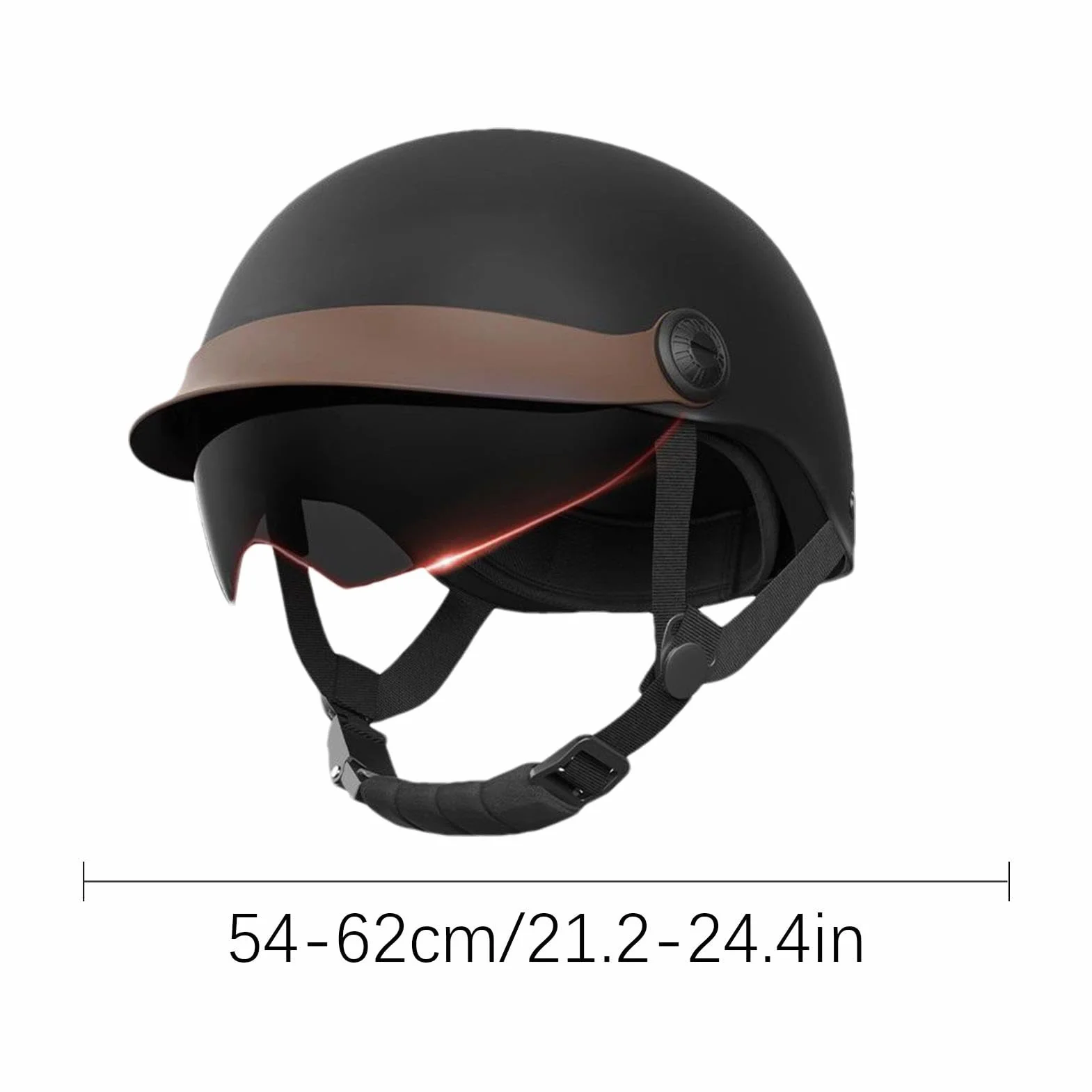 Kask typu z wizjerem, kask motocyklowy, idealny do skuterów, skuterów, motorowerów, modny, wygodny kask motocyklowy dla mężczyzn i kobiet, czarny